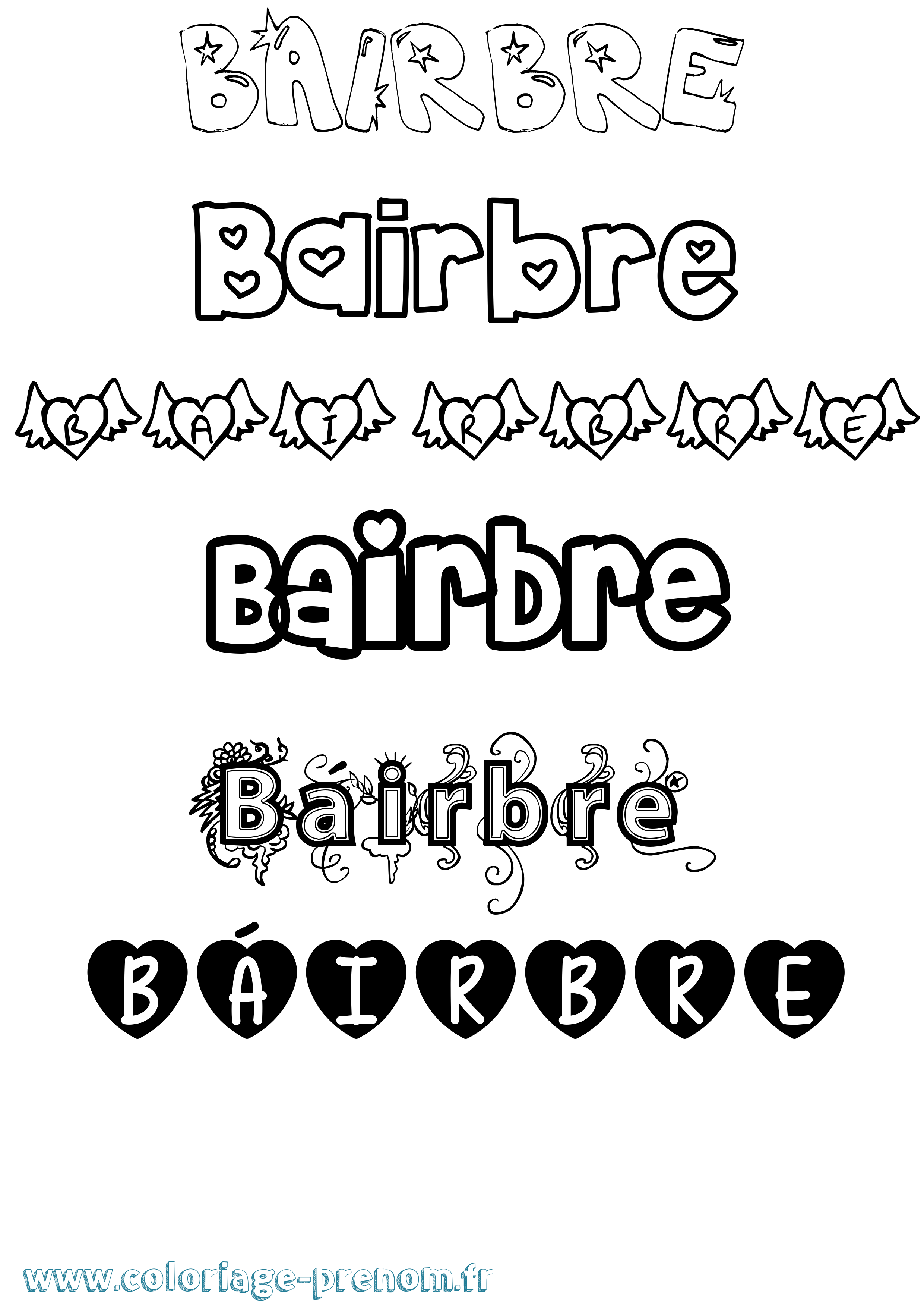 Coloriage Báirbre Girly Coloriage prénom Báirbre Girly