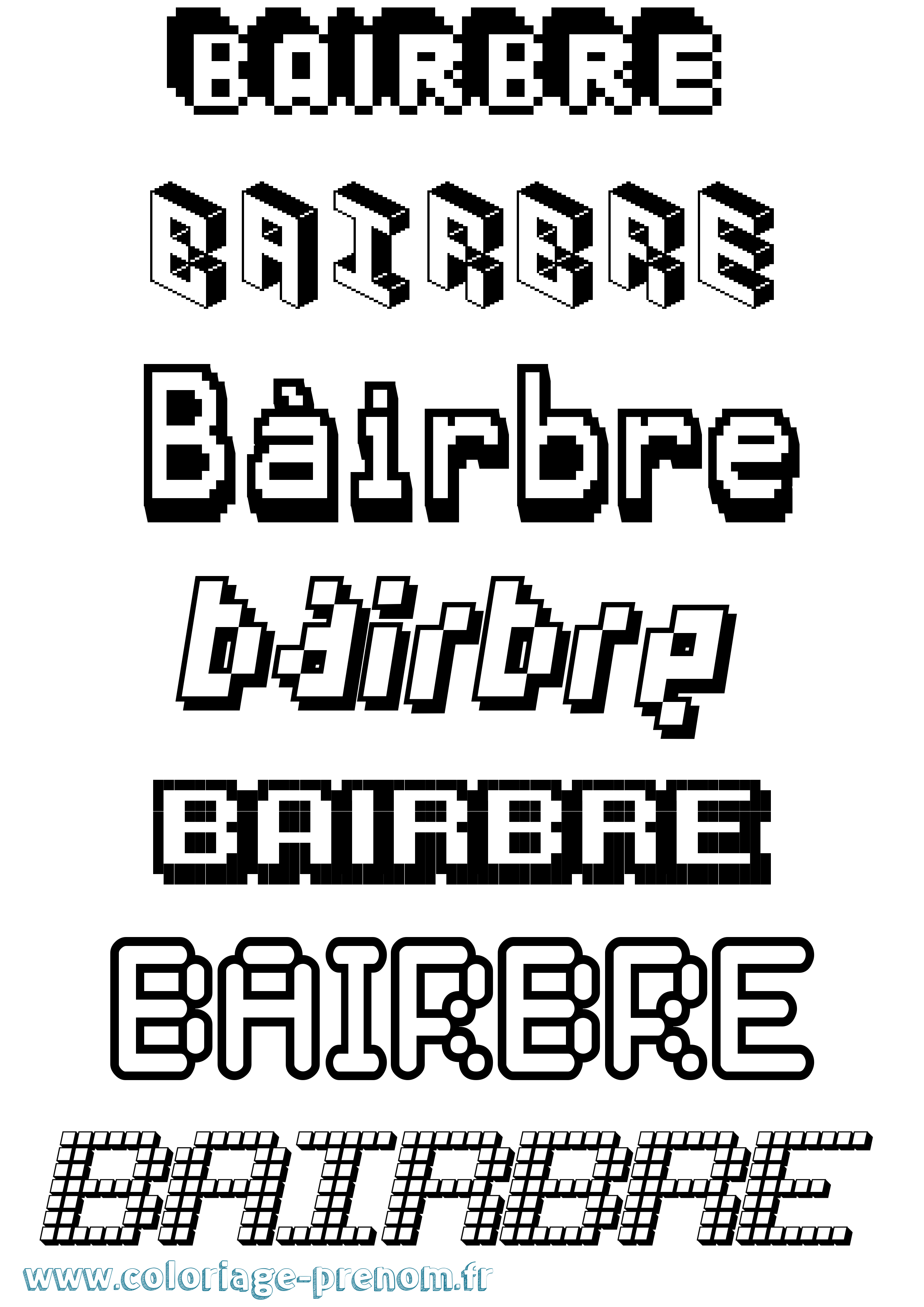 Coloriage Báirbre Pixel Coloriage prénom Báirbre Pixel