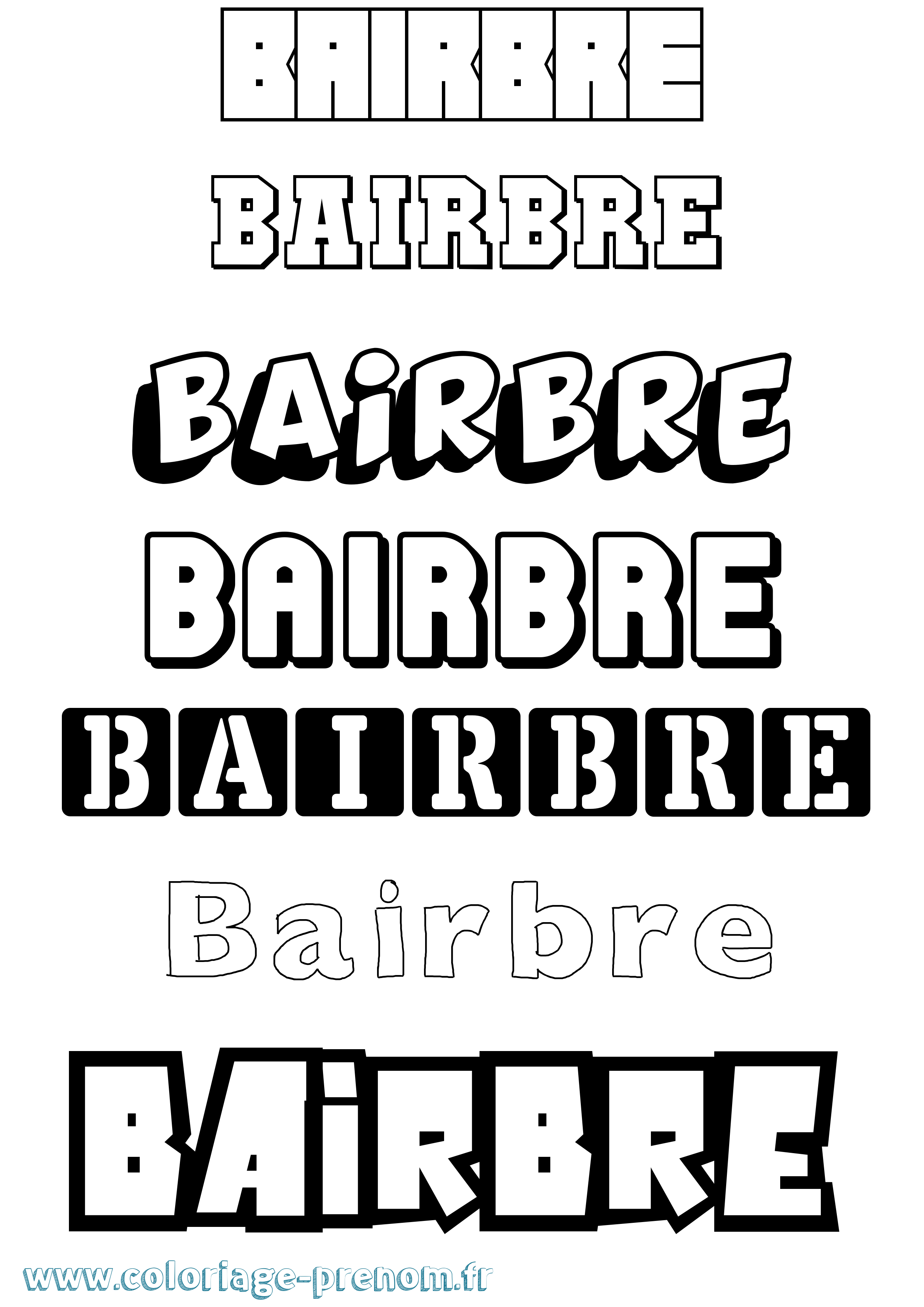 Coloriage prénom Báirbre Simple