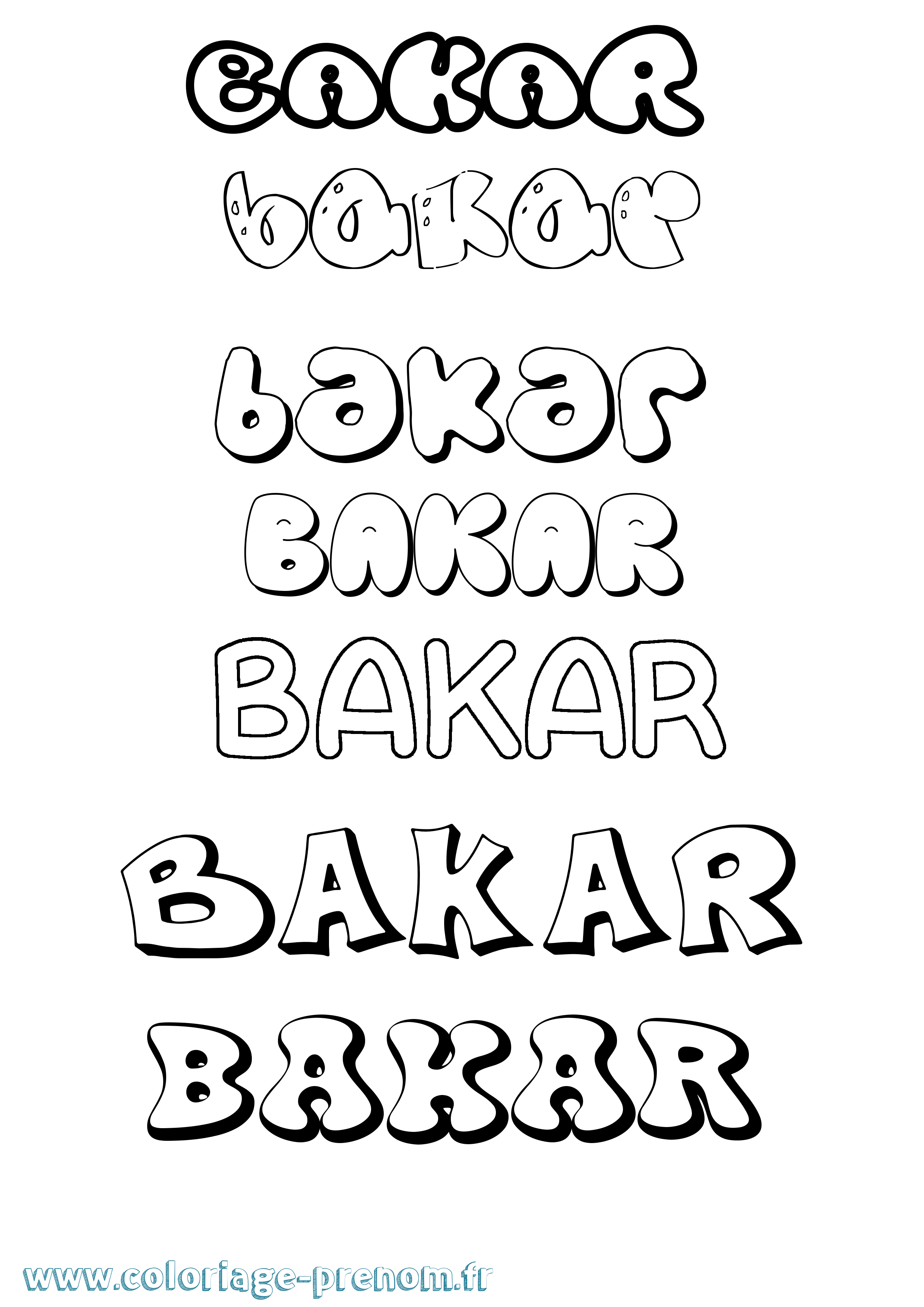 Coloriage Bakar Bubble Coloriage prénom Bakar Bubble