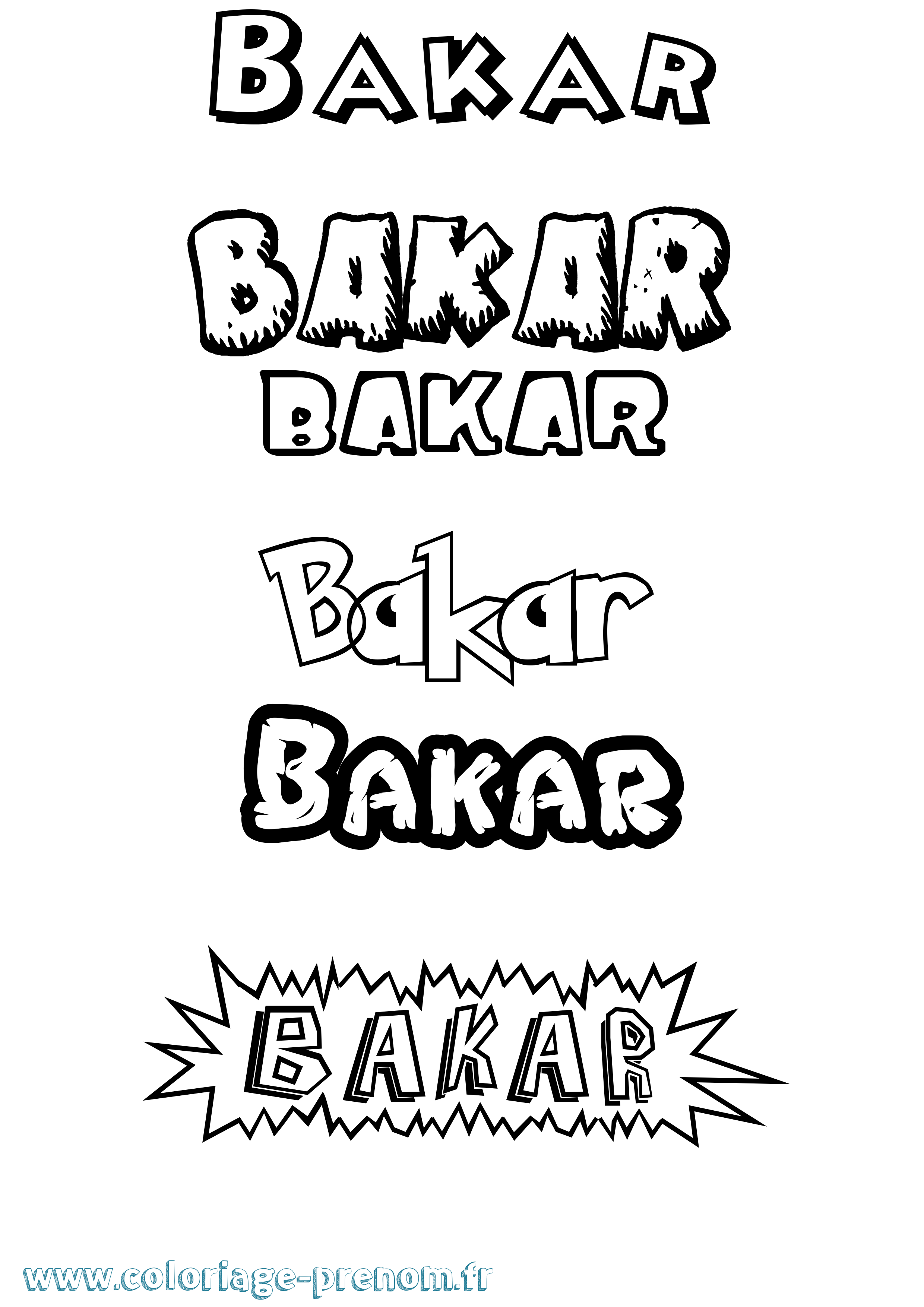 Coloriage Bakar Dessin Animé Coloriage prénom Bakar Dessin Animé