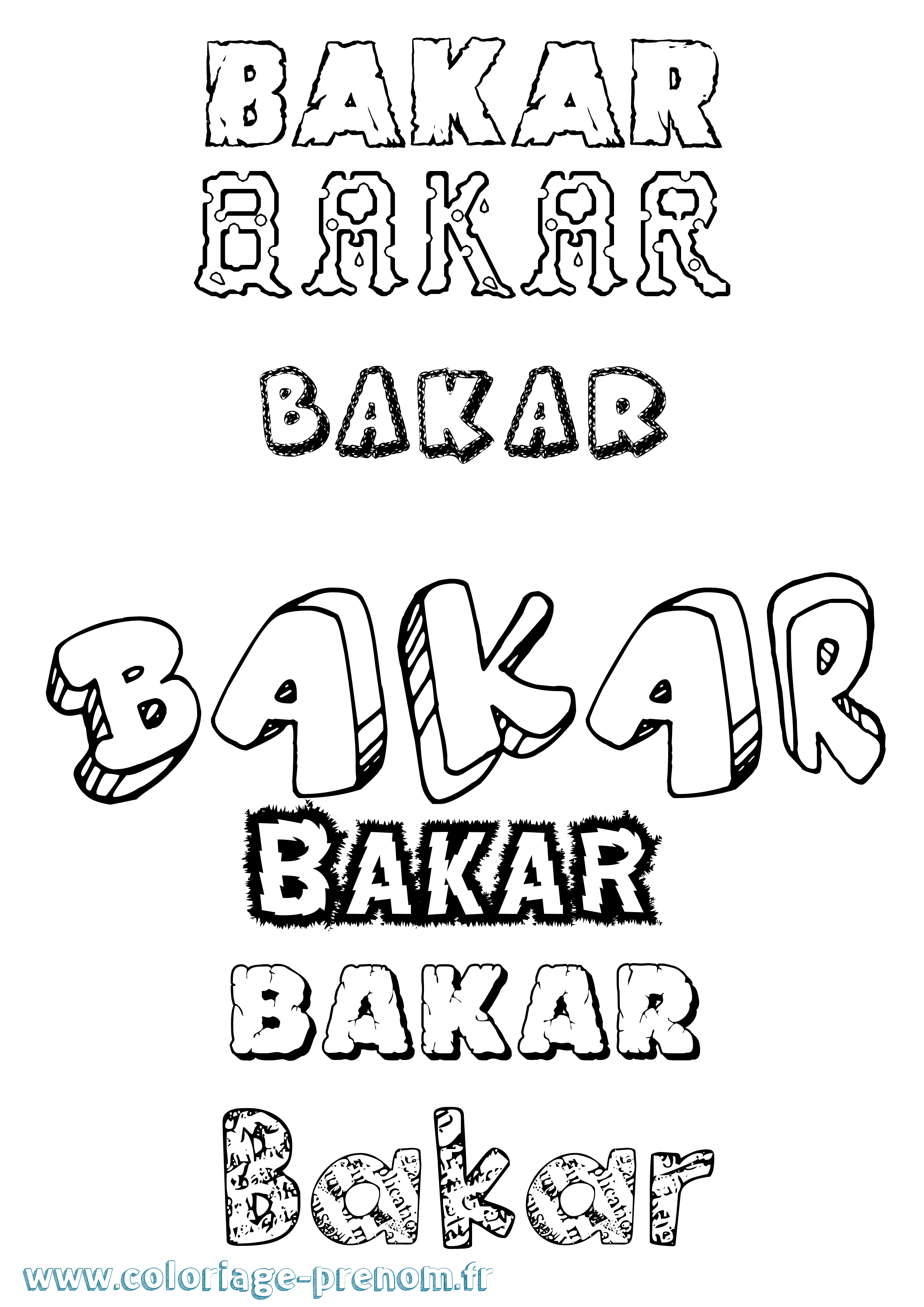 Coloriage Bakar Destructuré Coloriage prénom Bakar Destructuré
