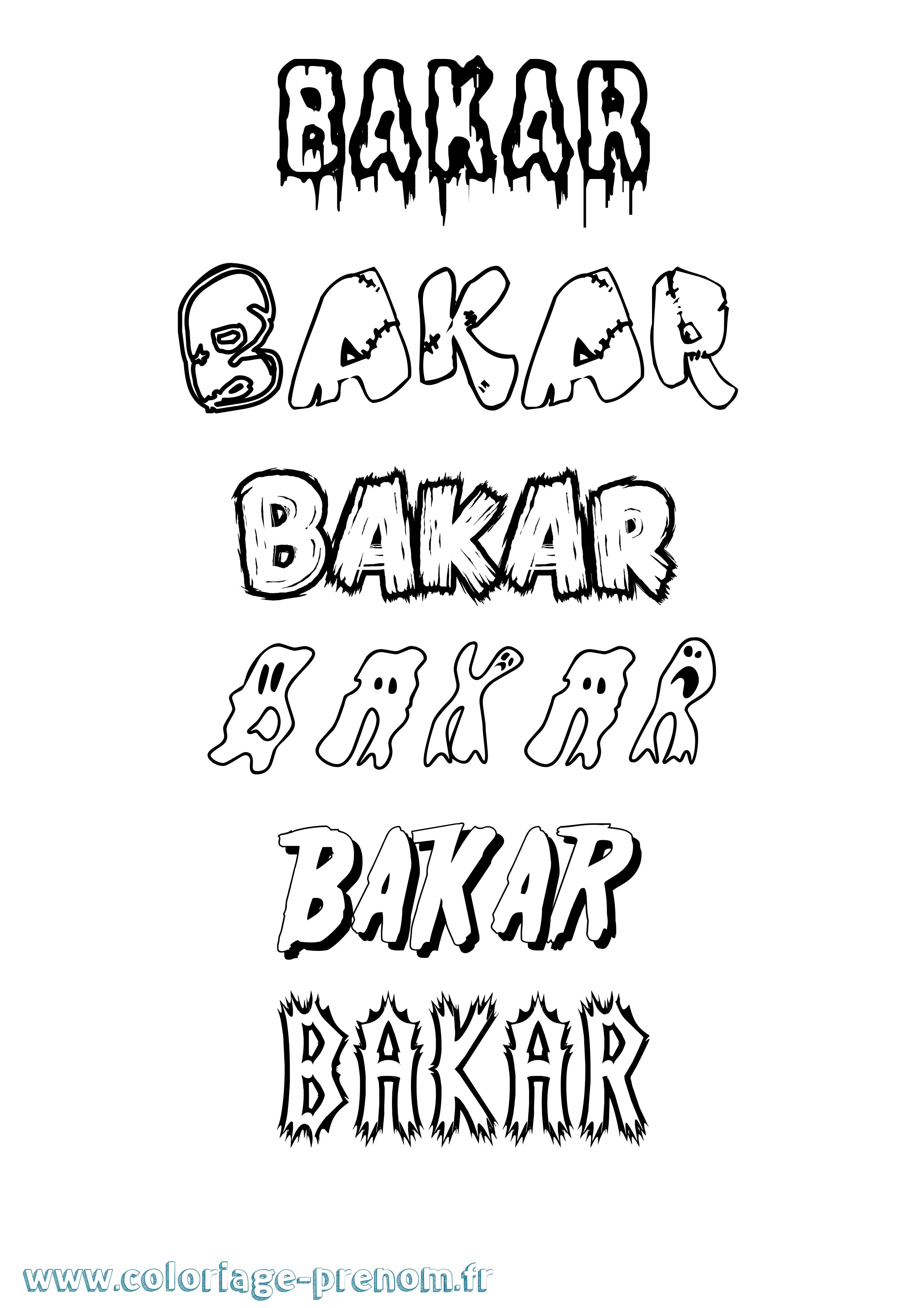 Coloriage Bakar Frisson Coloriage prénom Bakar Frisson