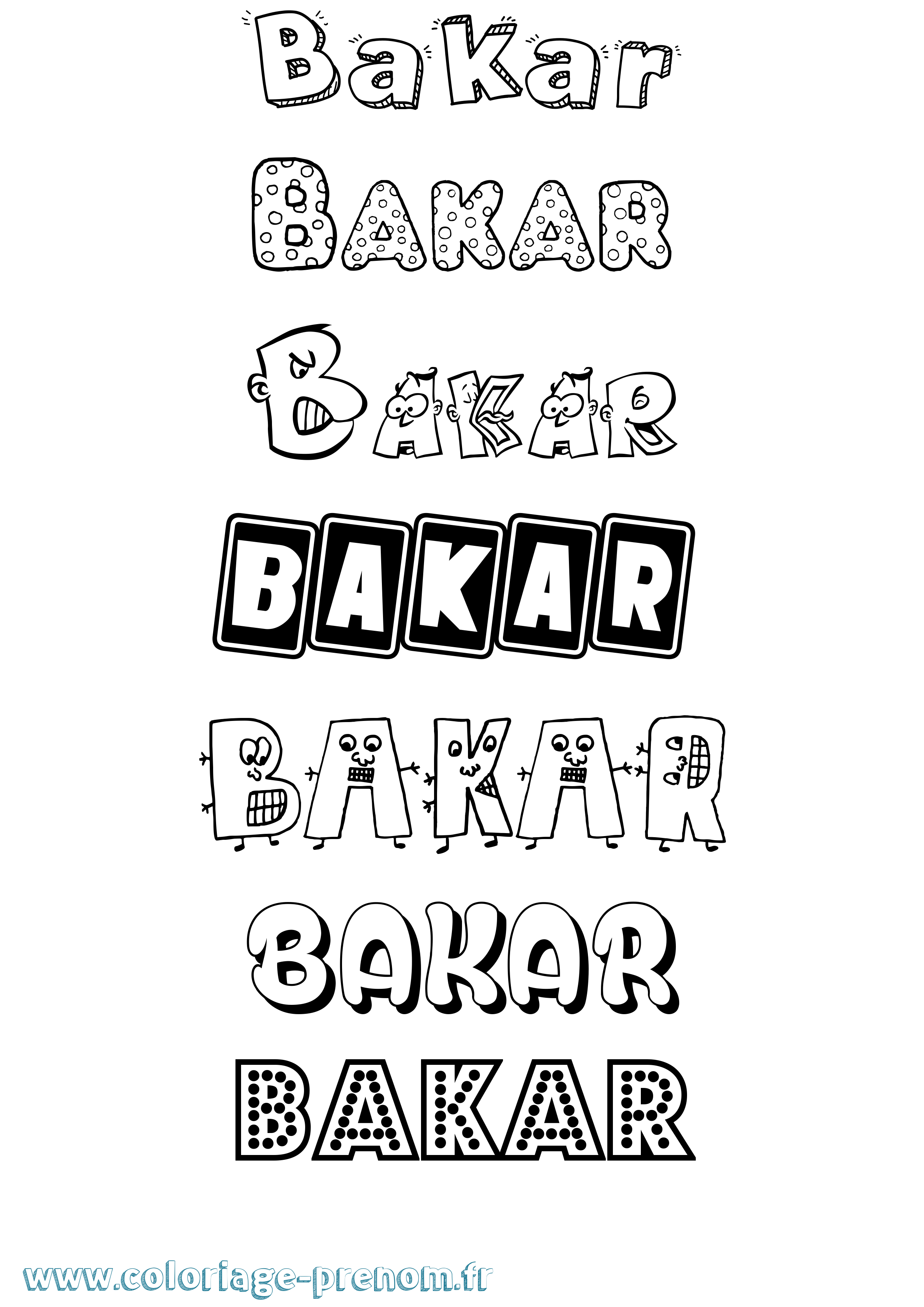 Coloriage Bakar Fun Coloriage prénom Bakar Fun