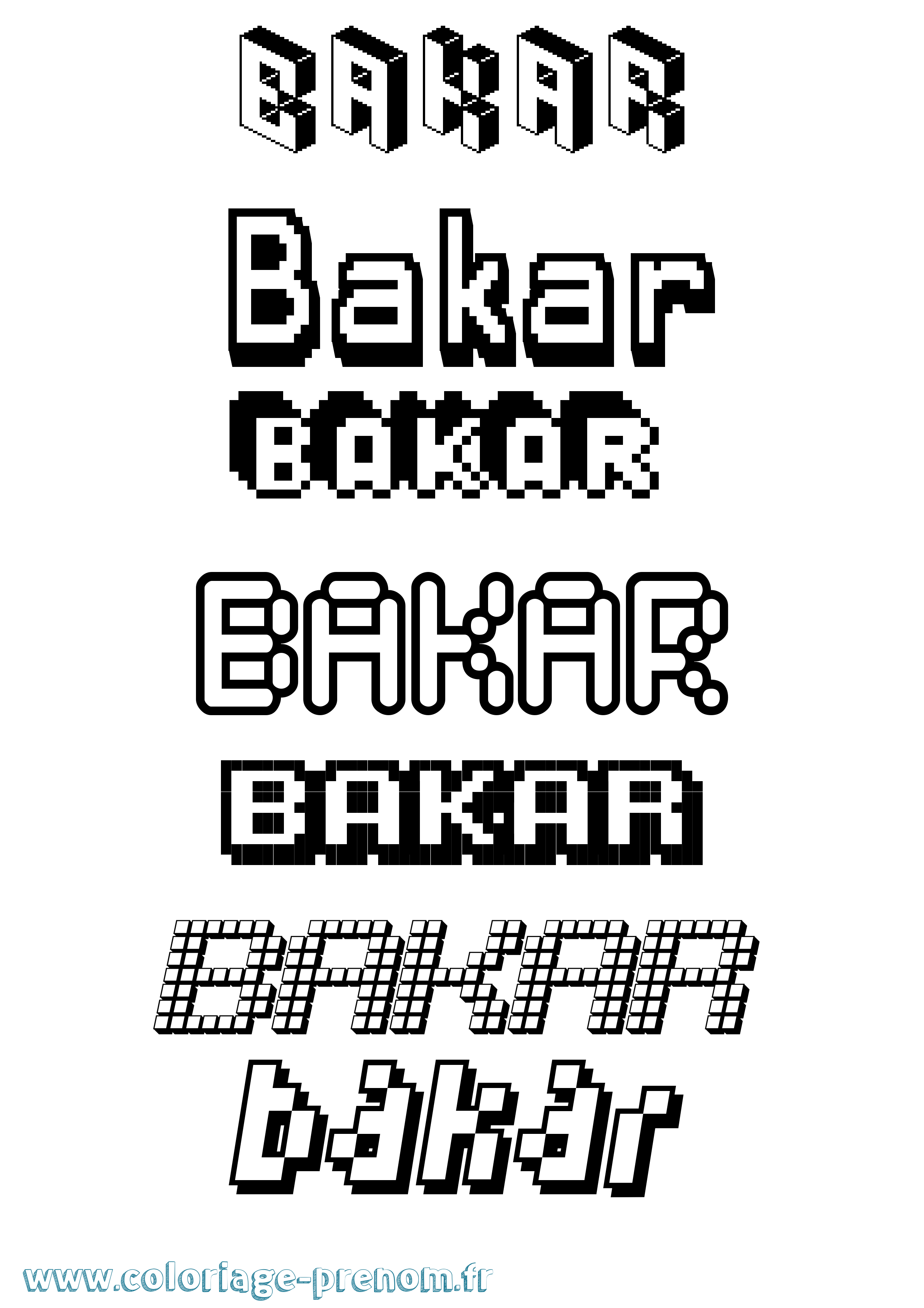 Coloriage Bakar Pixel Coloriage prénom Bakar Pixel