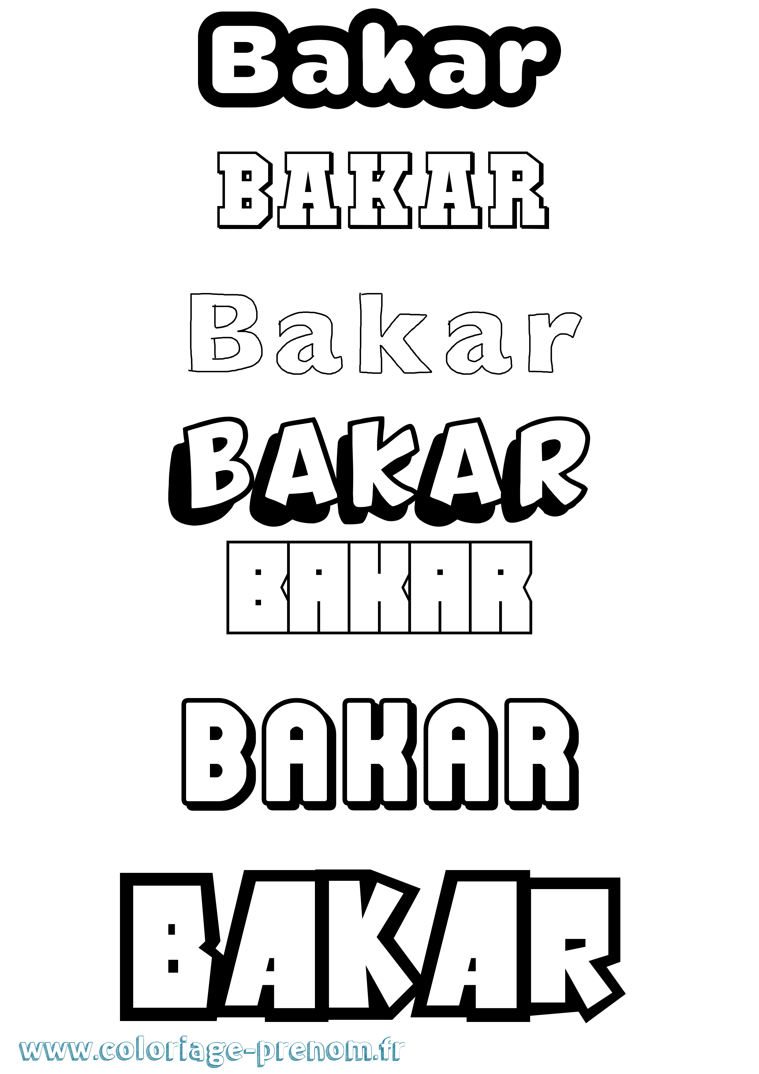 Coloriage Bakar Simple Coloriage prénom Bakar Simple