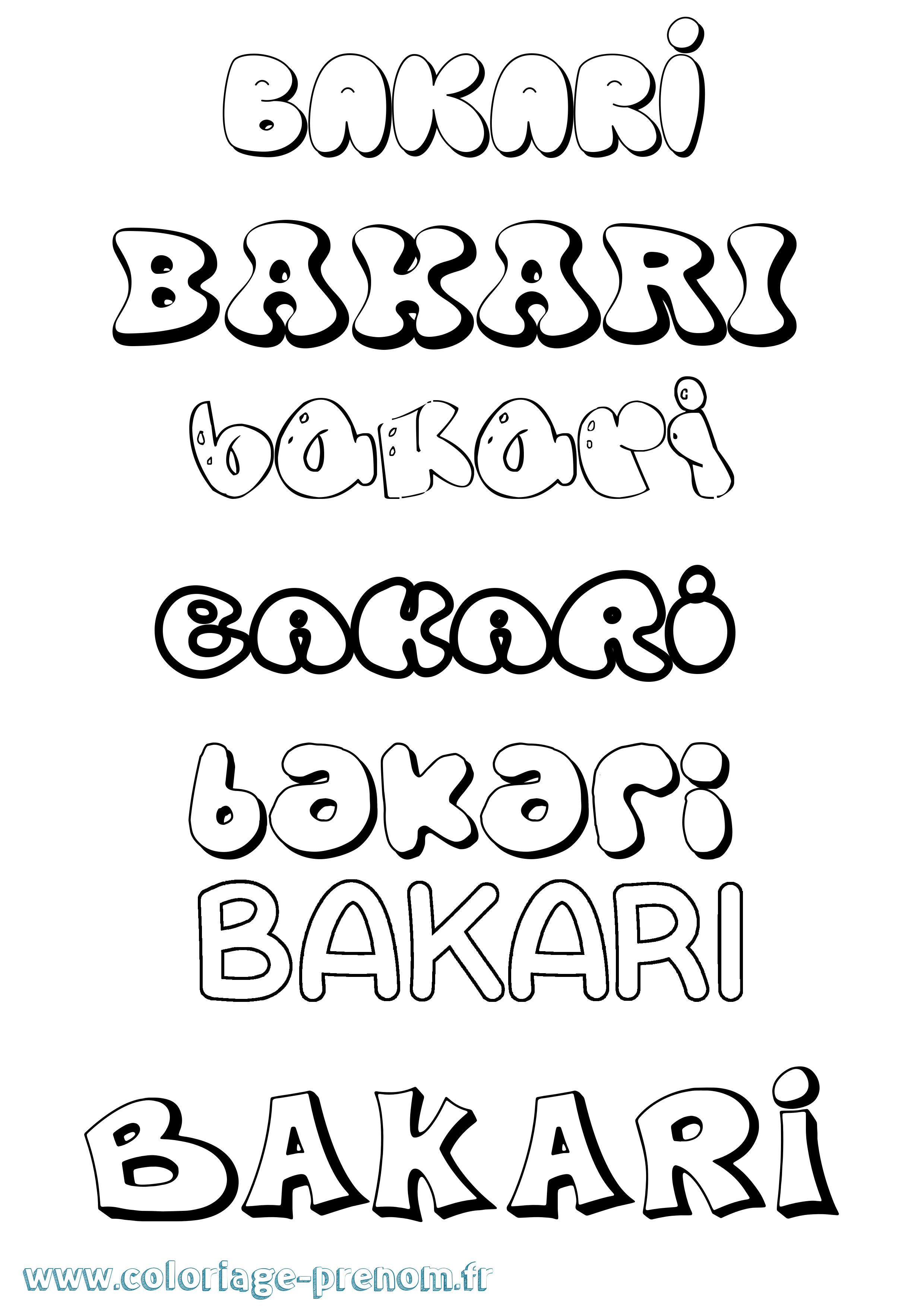 Coloriage Bakari Bubble Coloriage prénom Bakari Bubble