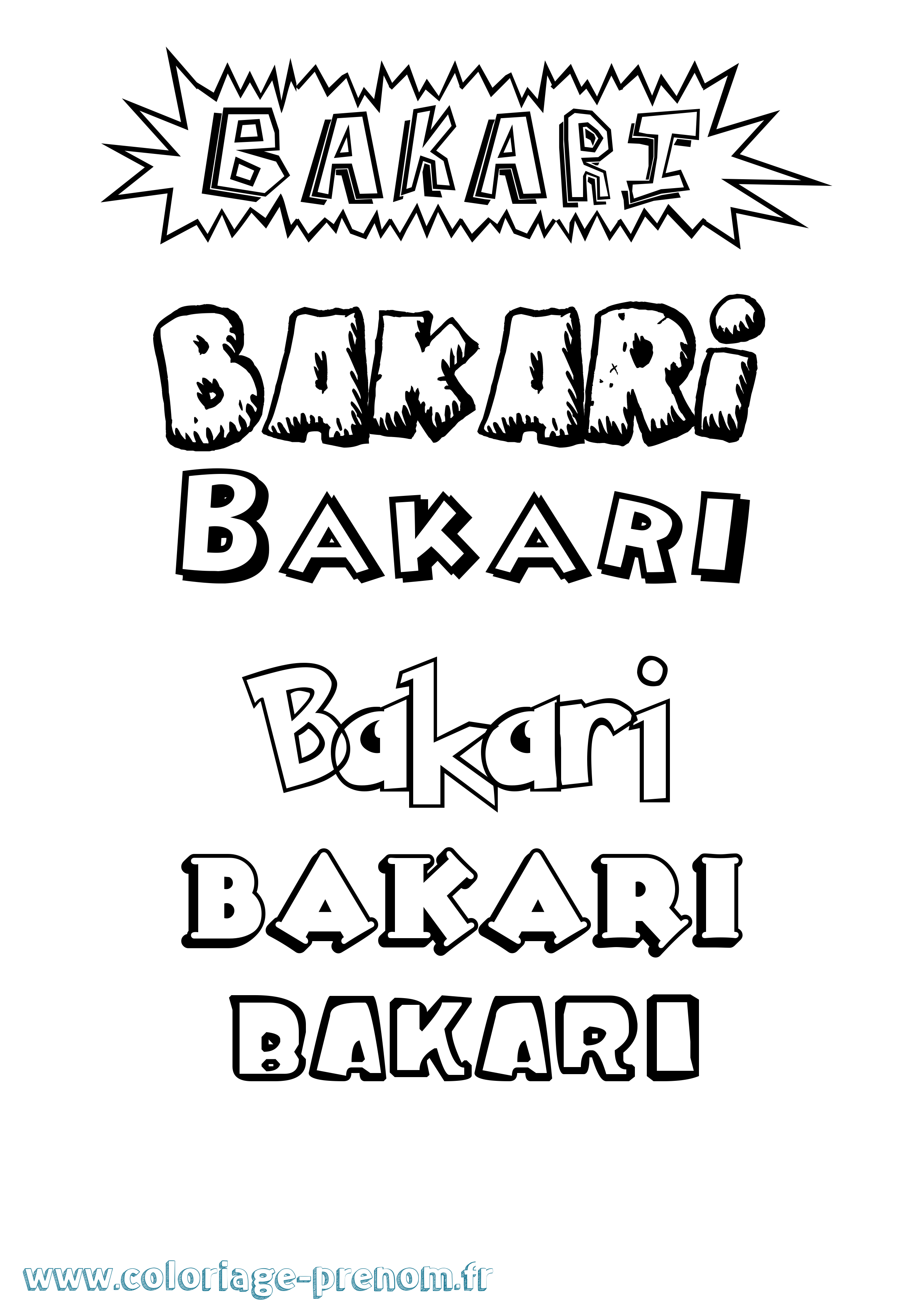 Coloriage Bakari Dessin Animé Coloriage prénom Bakari Dessin Animé