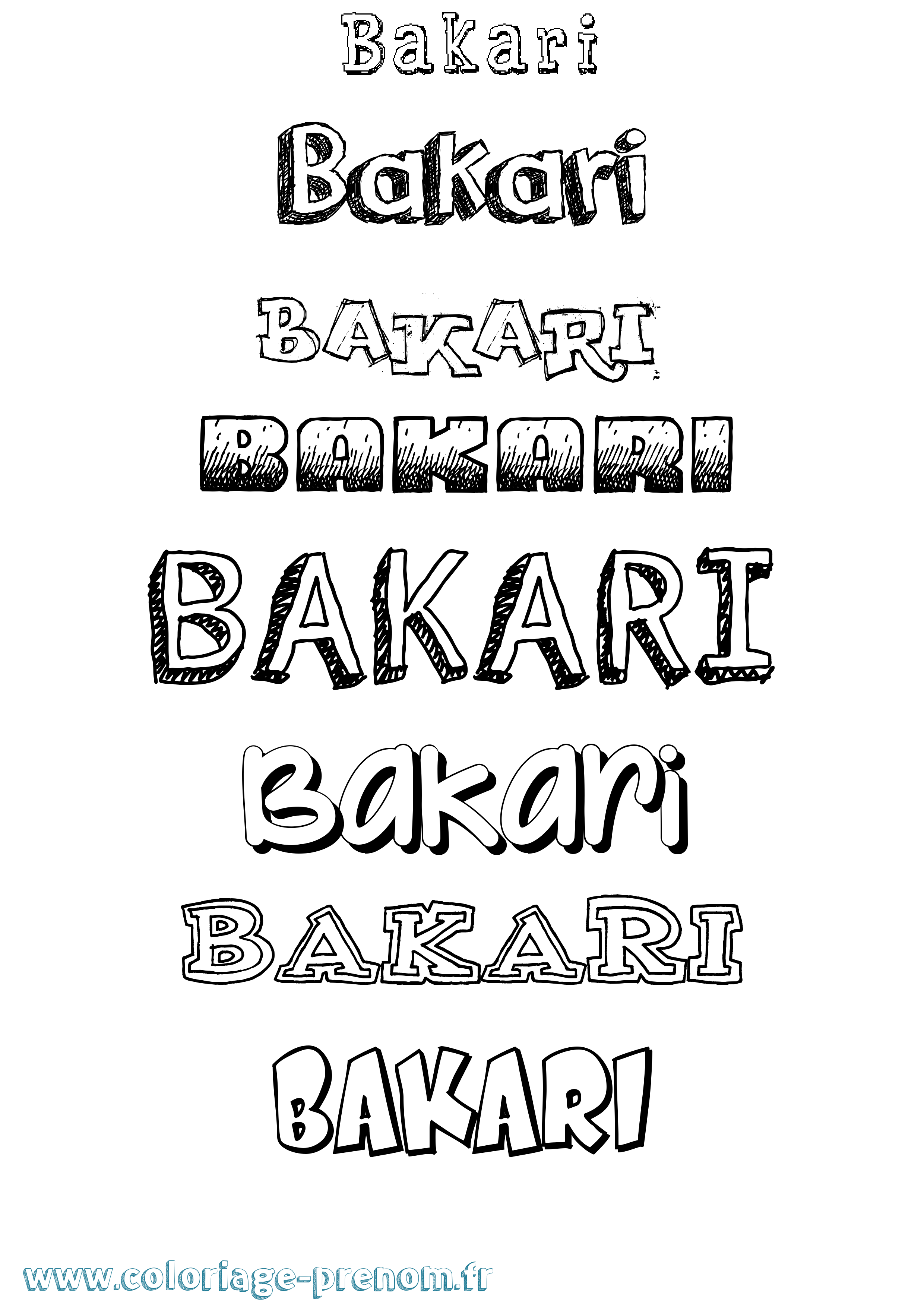 Coloriage Bakari Dessiné Coloriage prénom Bakari Dessiné