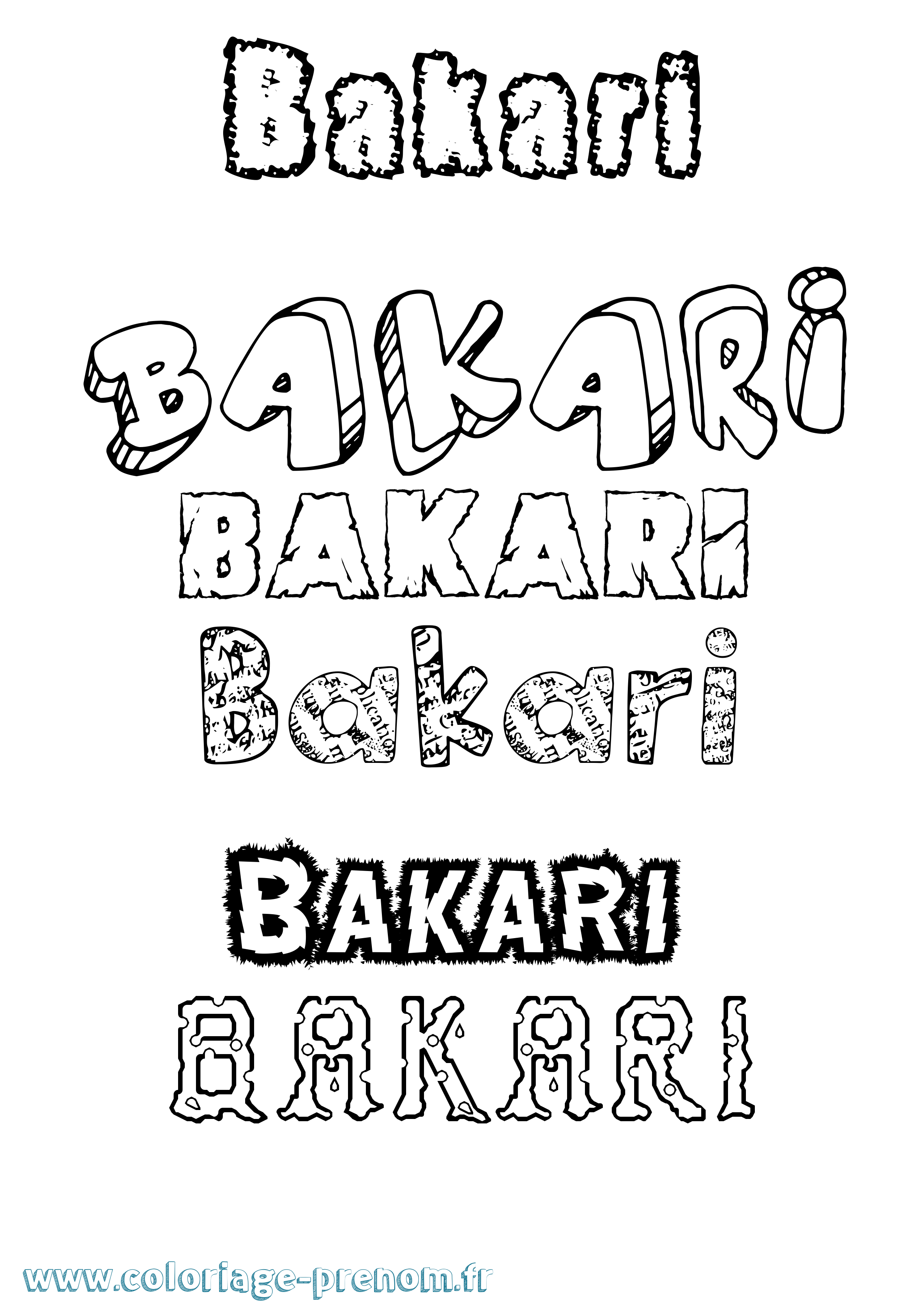 Coloriage Bakari Destructuré Coloriage prénom Bakari Destructuré