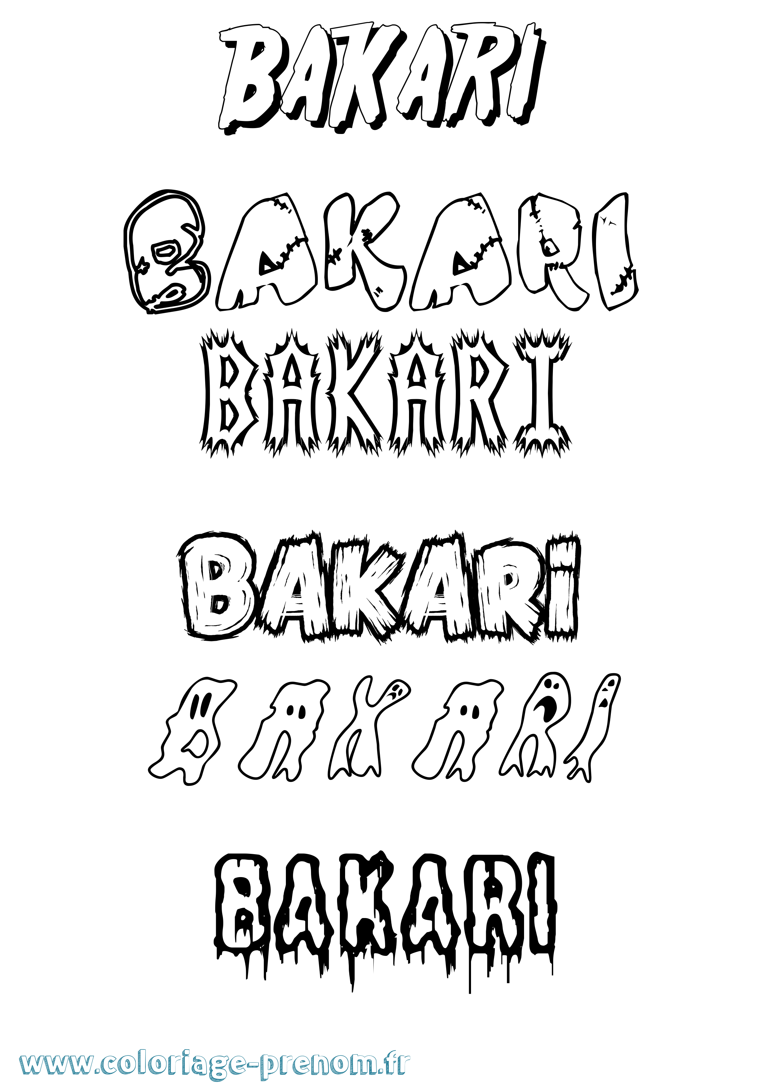 Coloriage Bakari Frisson Coloriage prénom Bakari Frisson