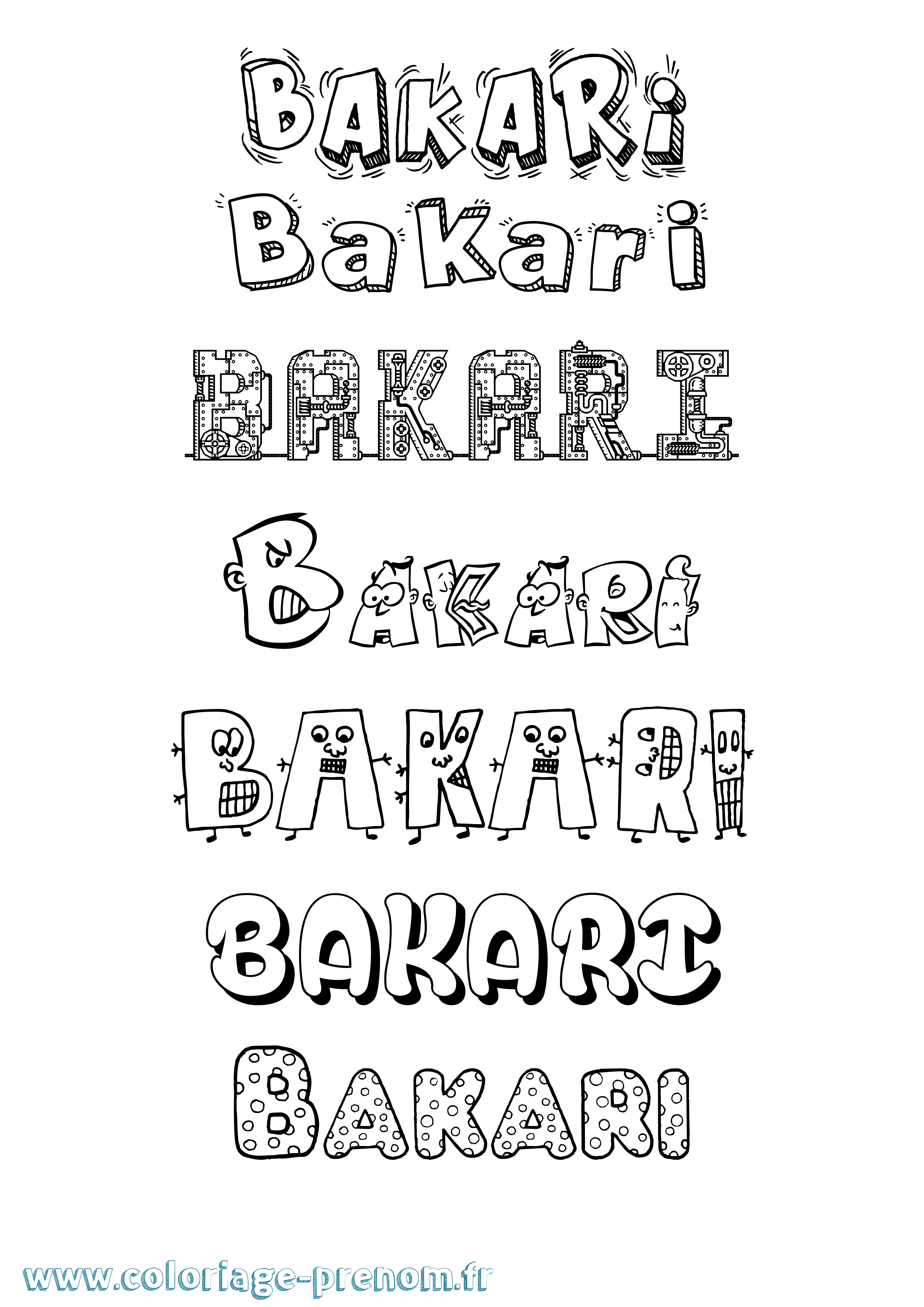 Coloriage Bakari Fun Coloriage prénom Bakari Fun