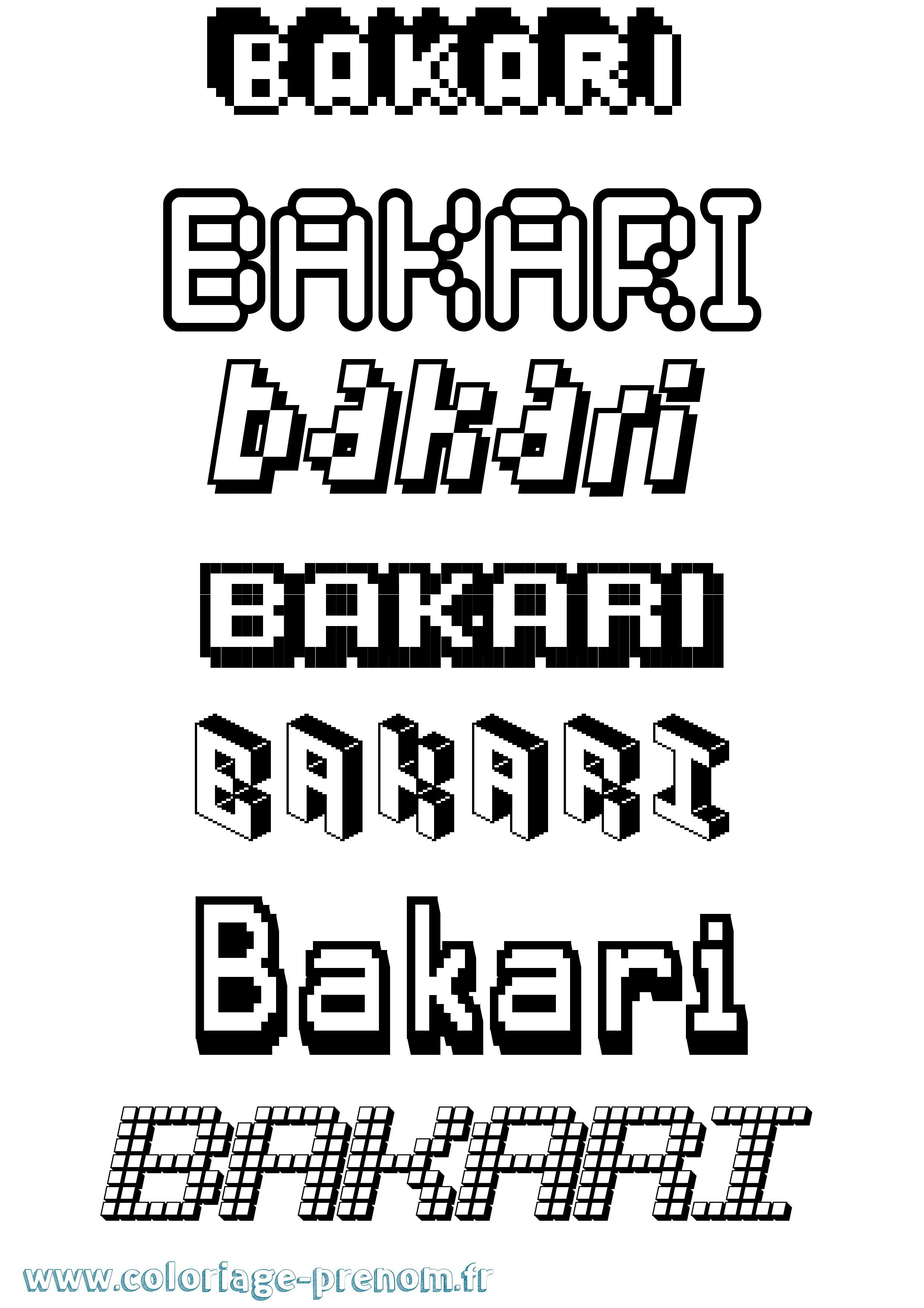 Coloriage Bakari Pixel Coloriage prénom Bakari Pixel