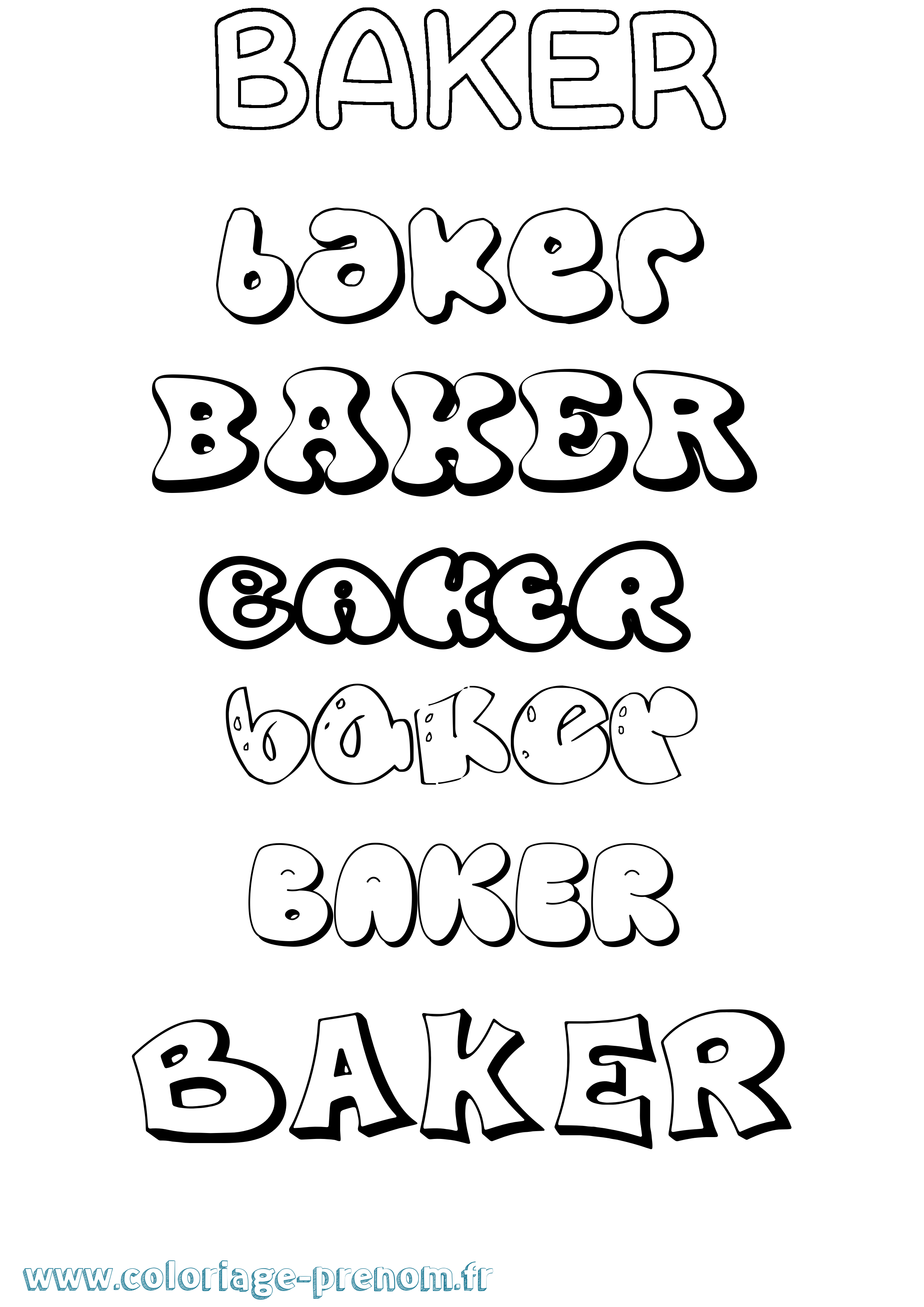 Coloriage prénom Baker Bubble