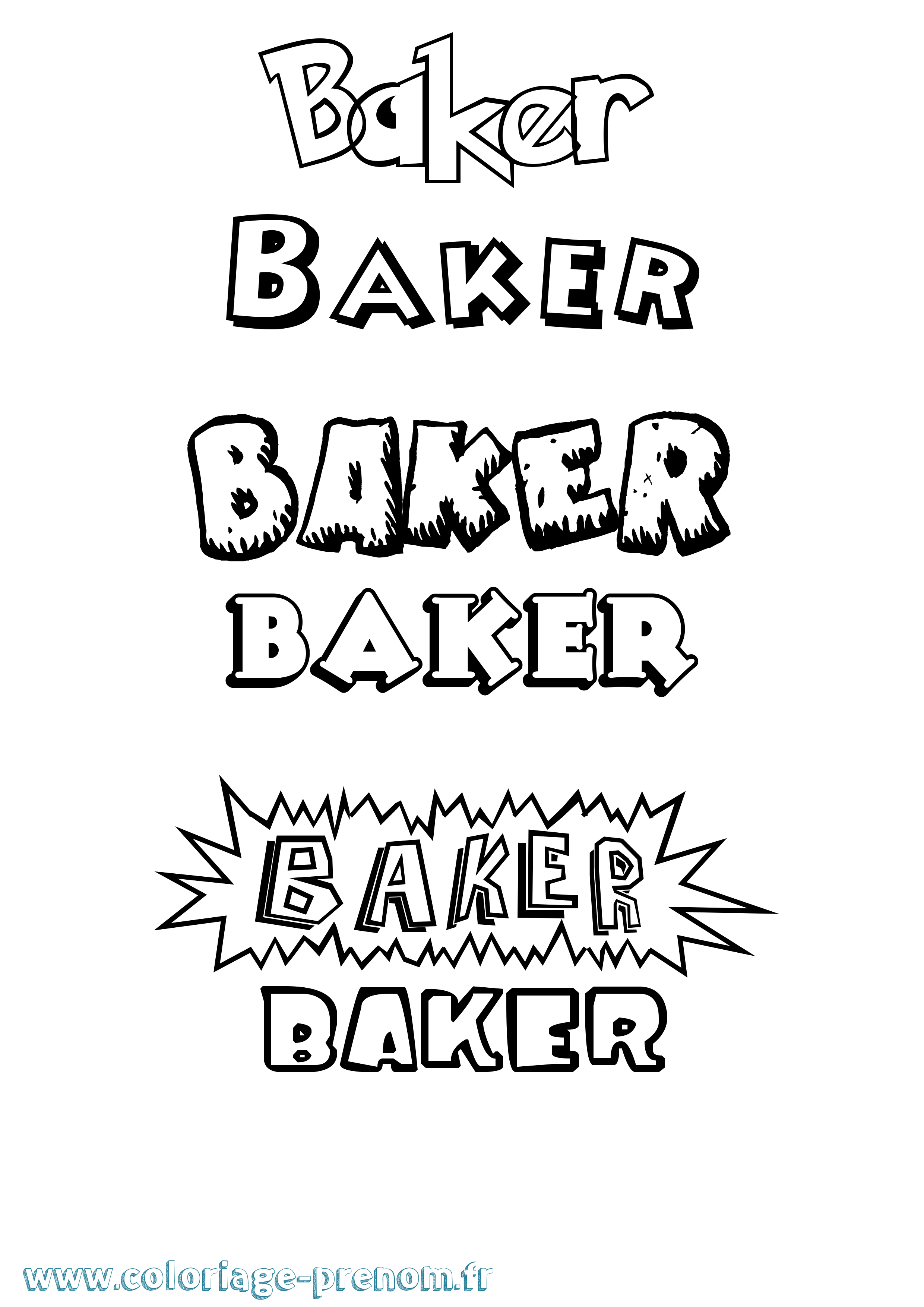 Coloriage prénom Baker Dessin Animé