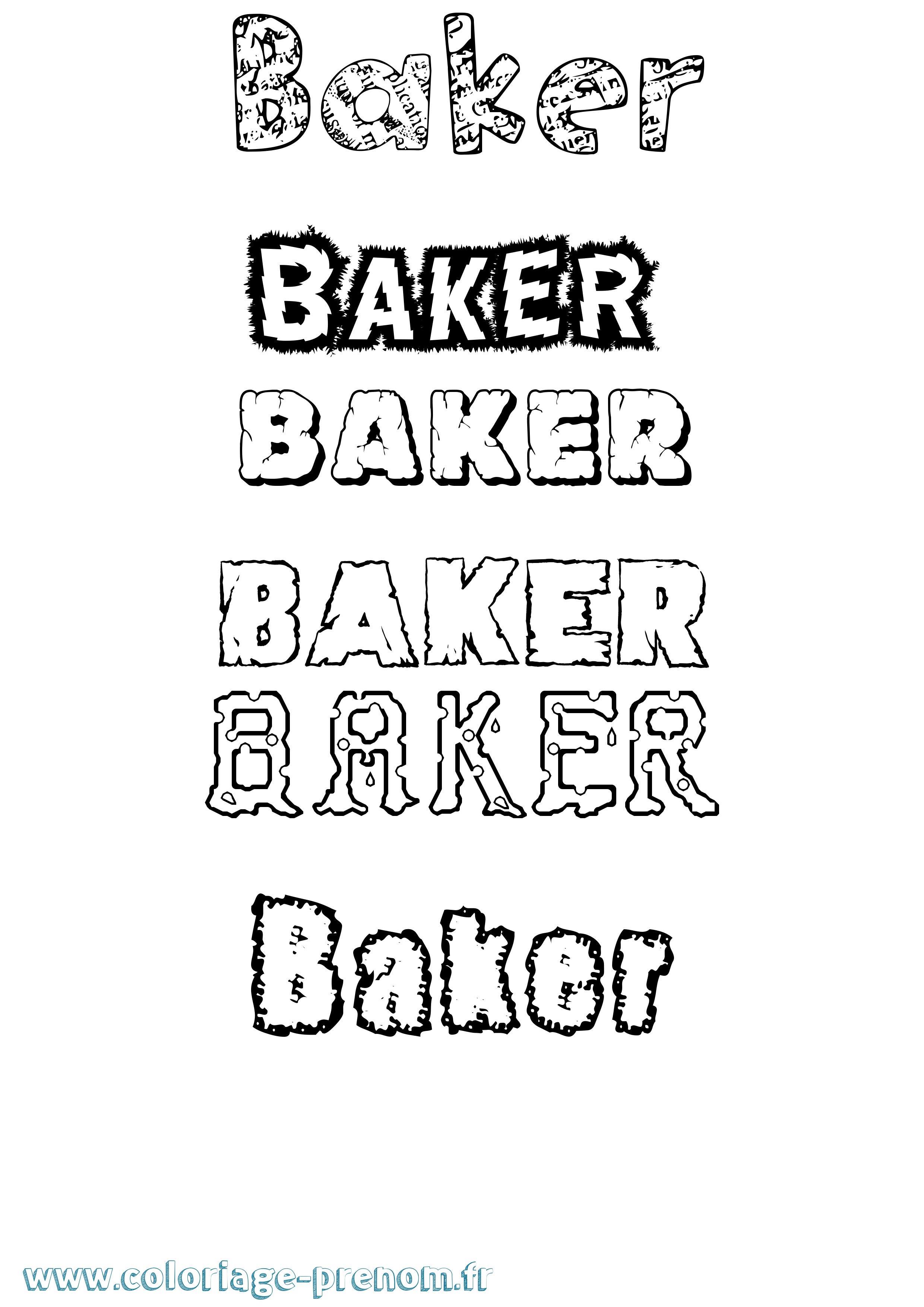 Coloriage prénom Baker Destructuré
