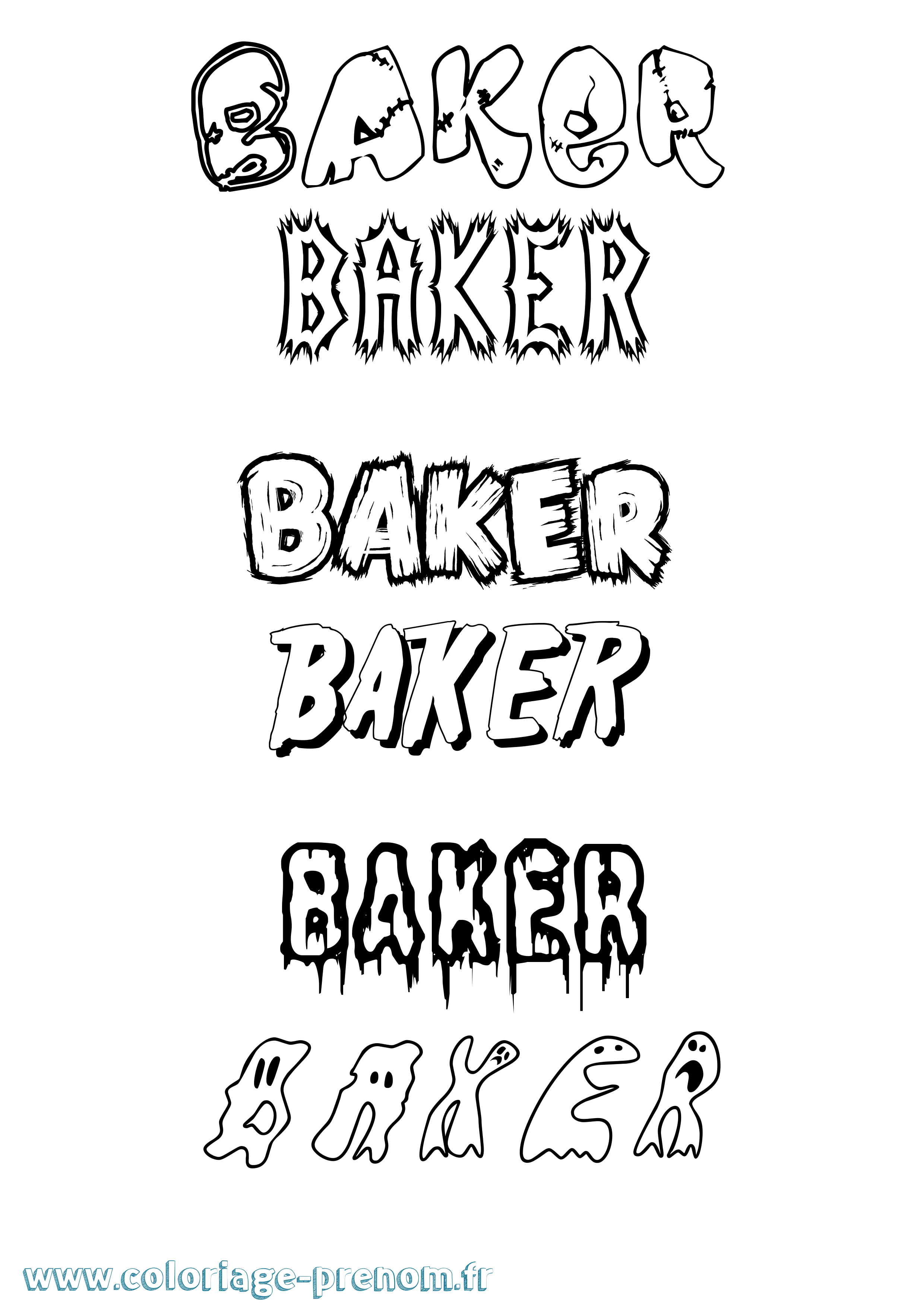 Coloriage prénom Baker Frisson