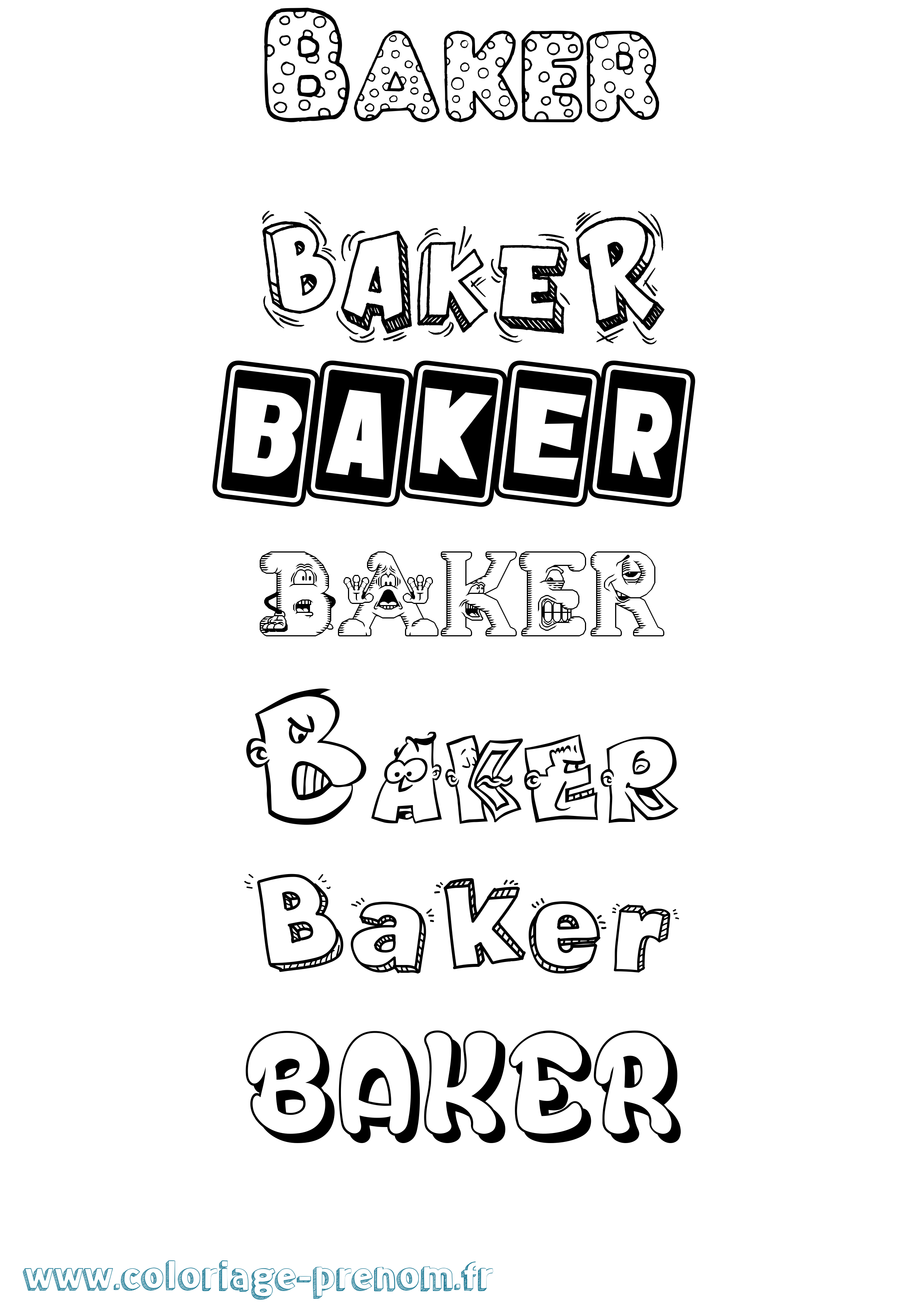 Coloriage prénom Baker Fun