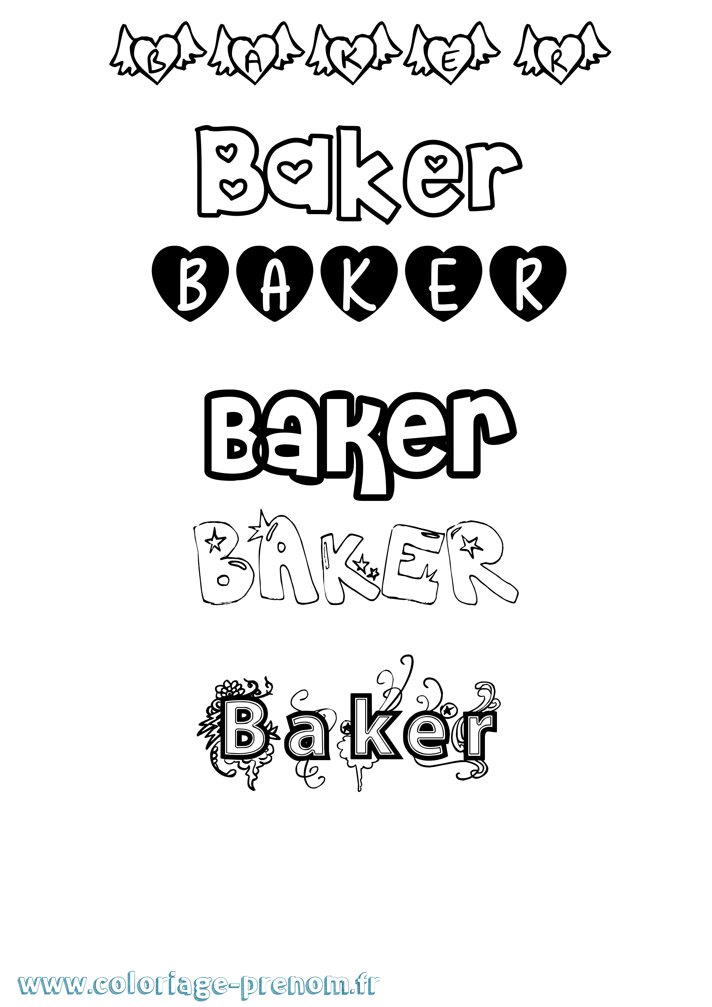 Coloriage prénom Baker Girly
