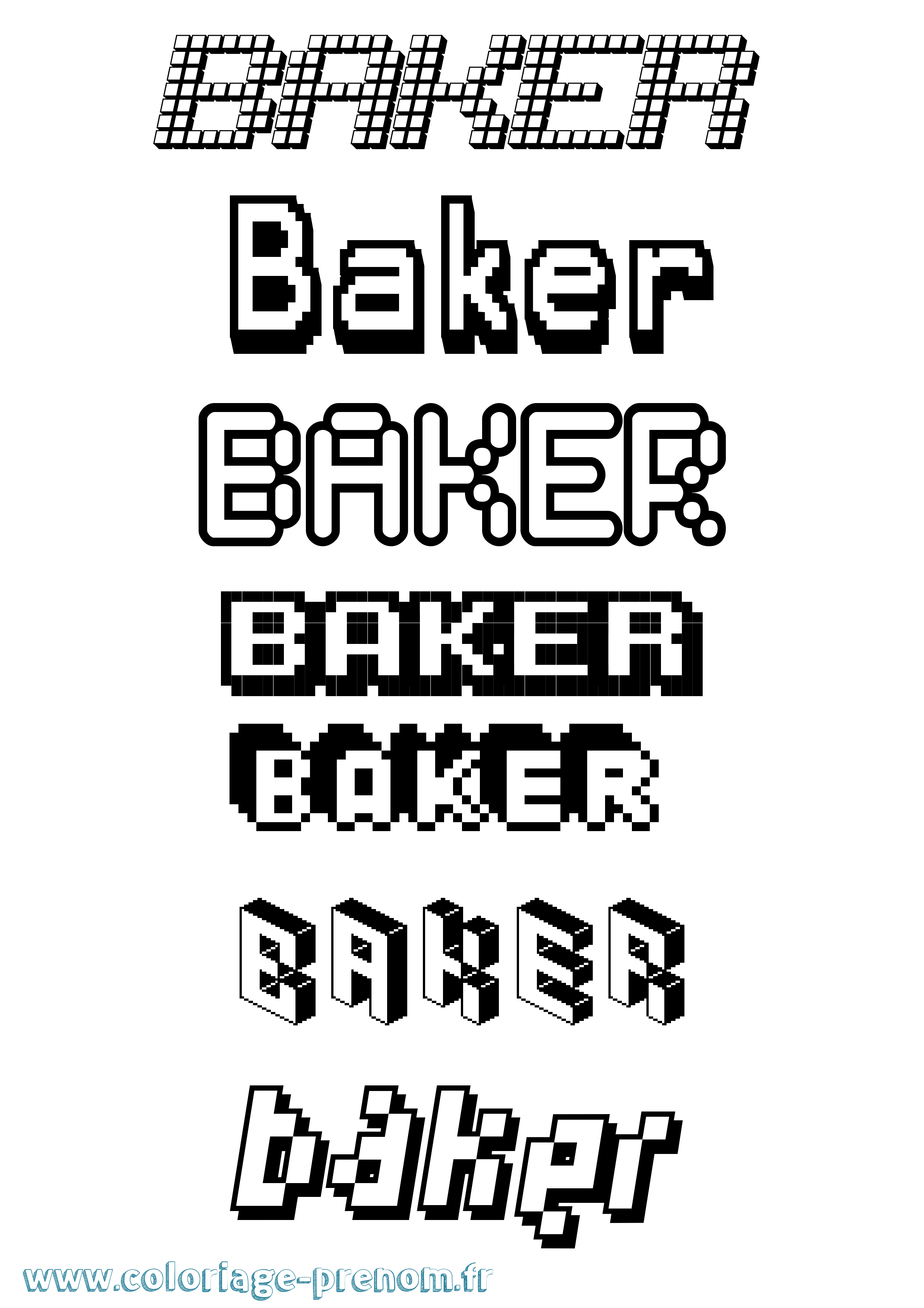 Coloriage prénom Baker Pixel