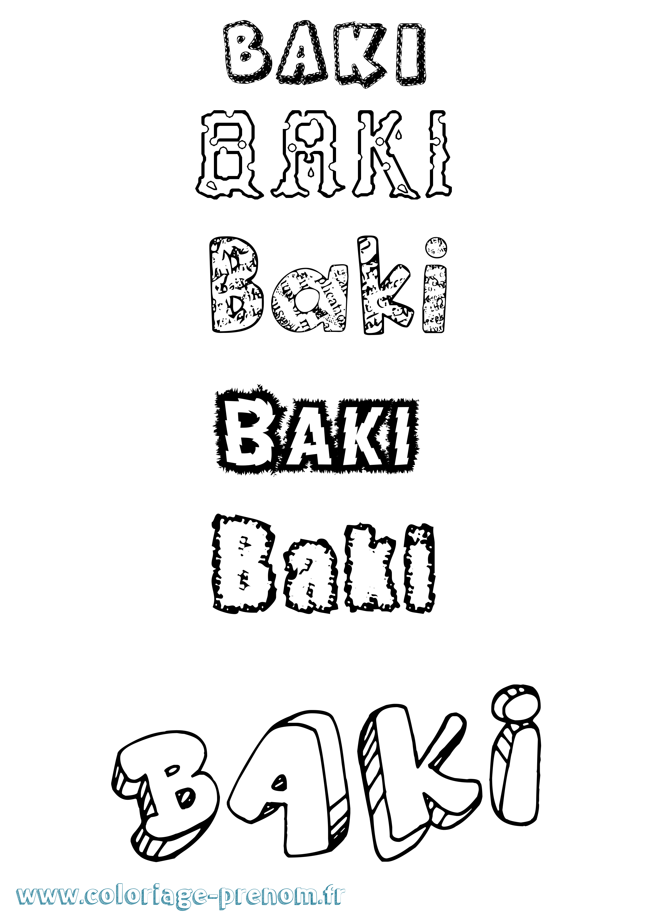 Coloriage prénom Baki Destructuré