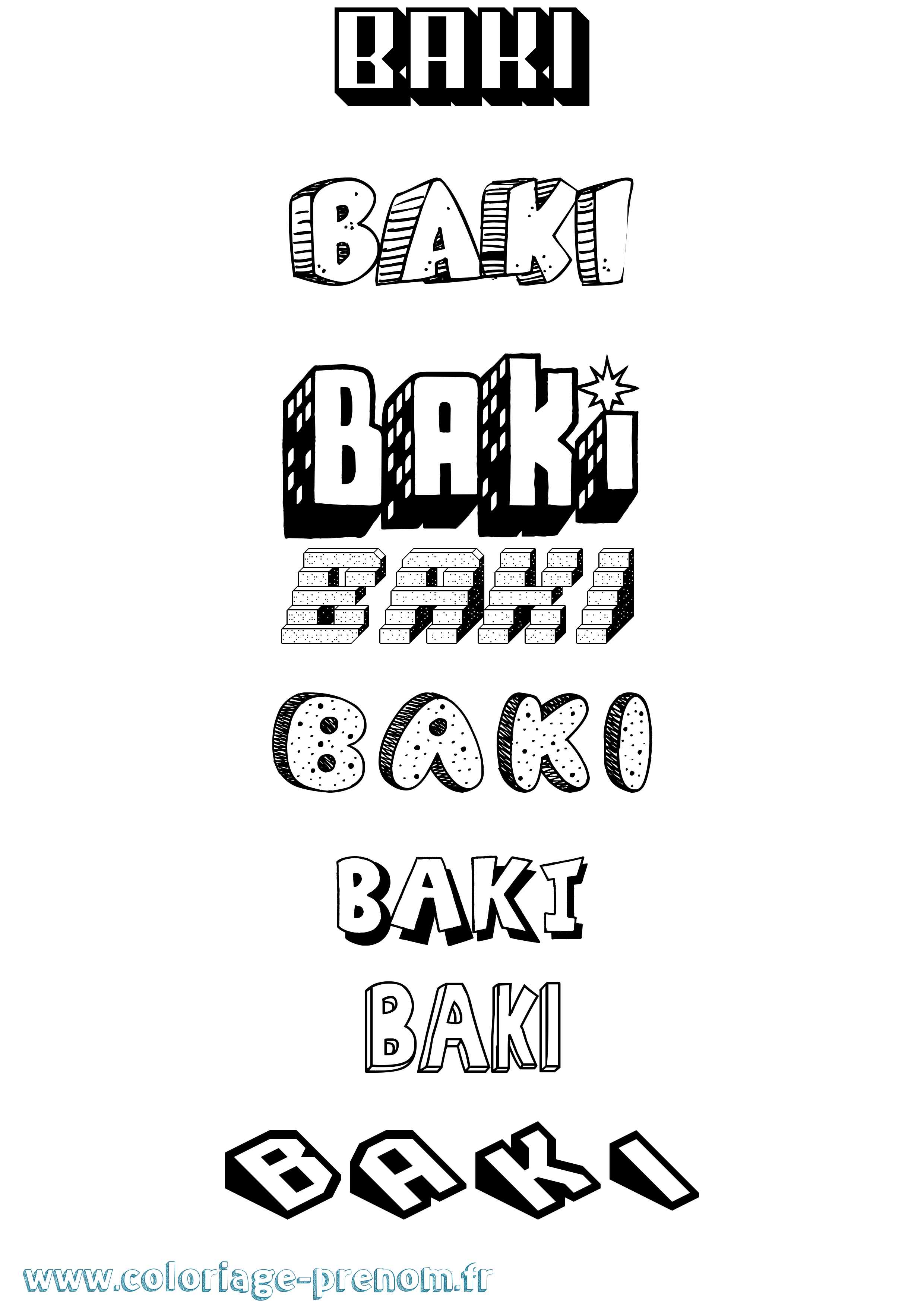 Coloriage prénom Baki Effet 3D