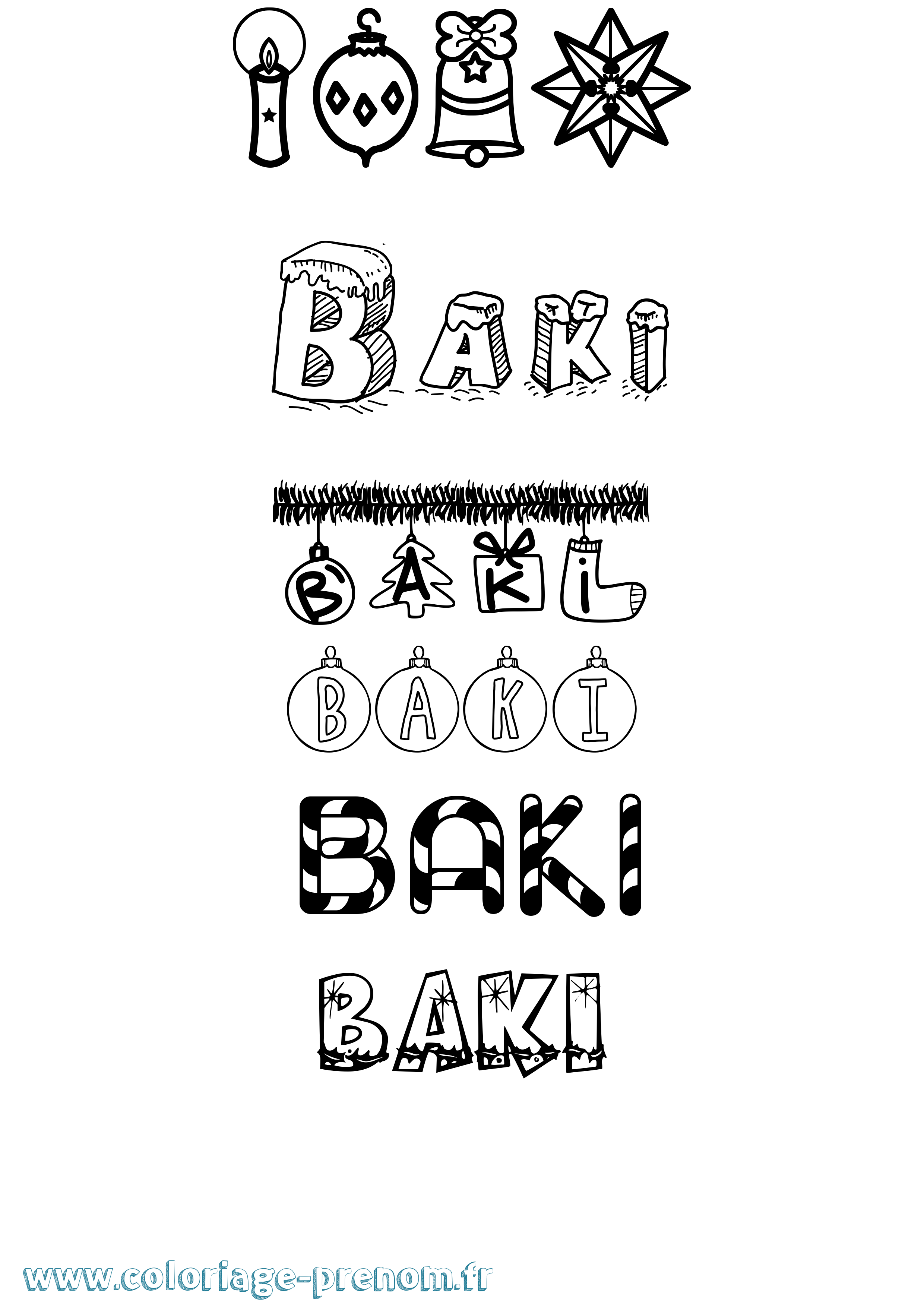 Coloriage prénom Baki Noël