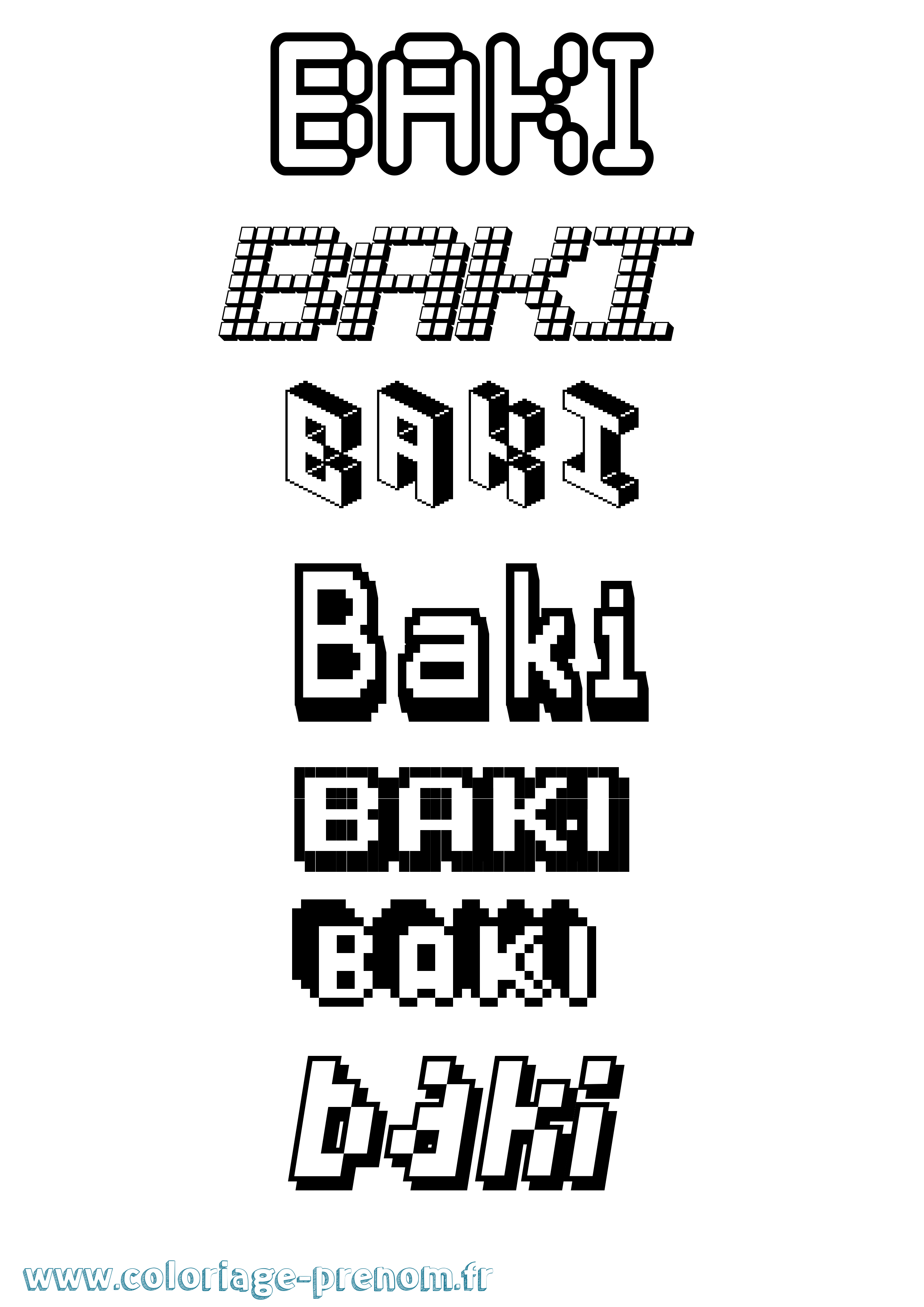 Coloriage prénom Baki Pixel