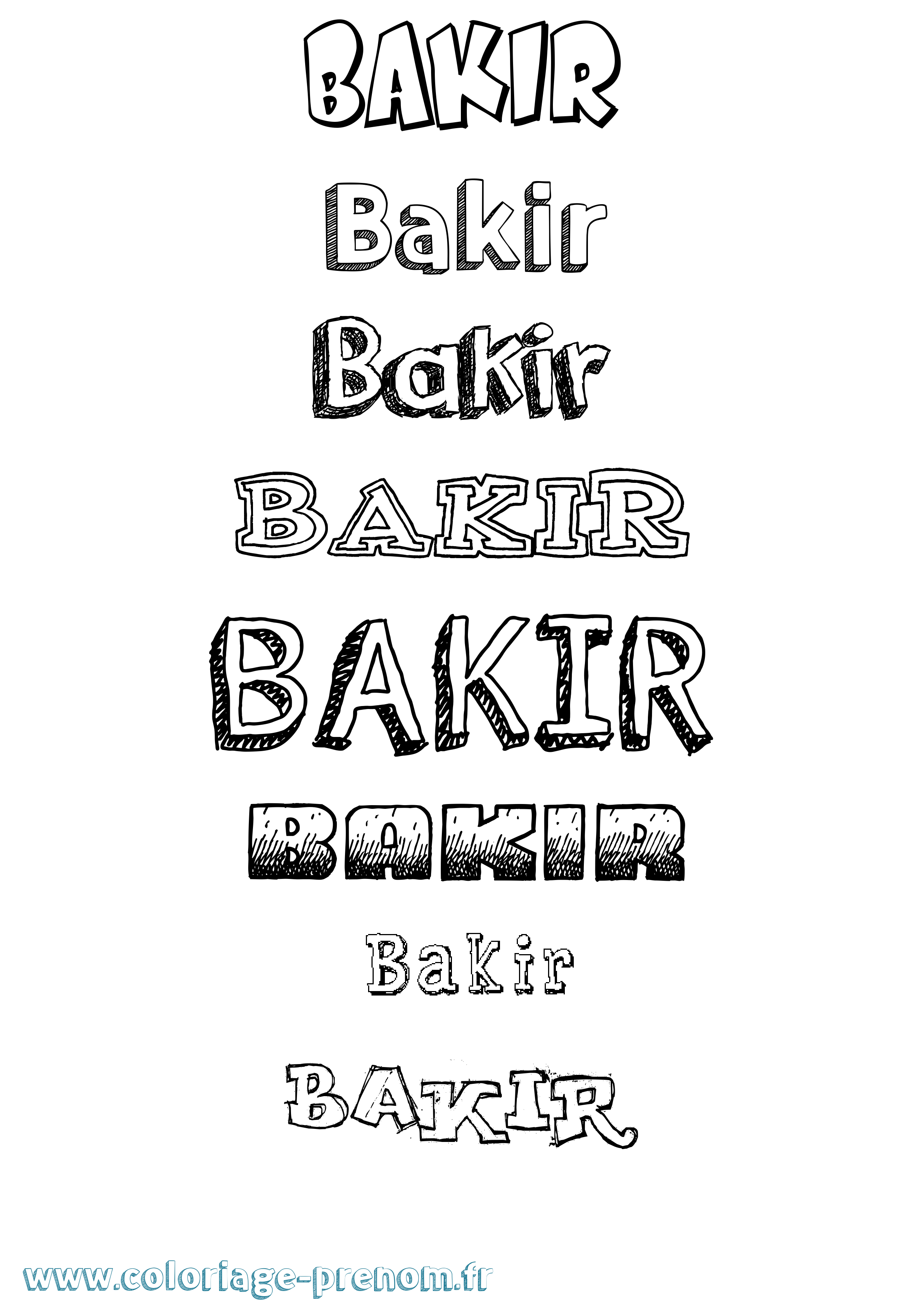 Coloriage prénom Bakir Dessiné