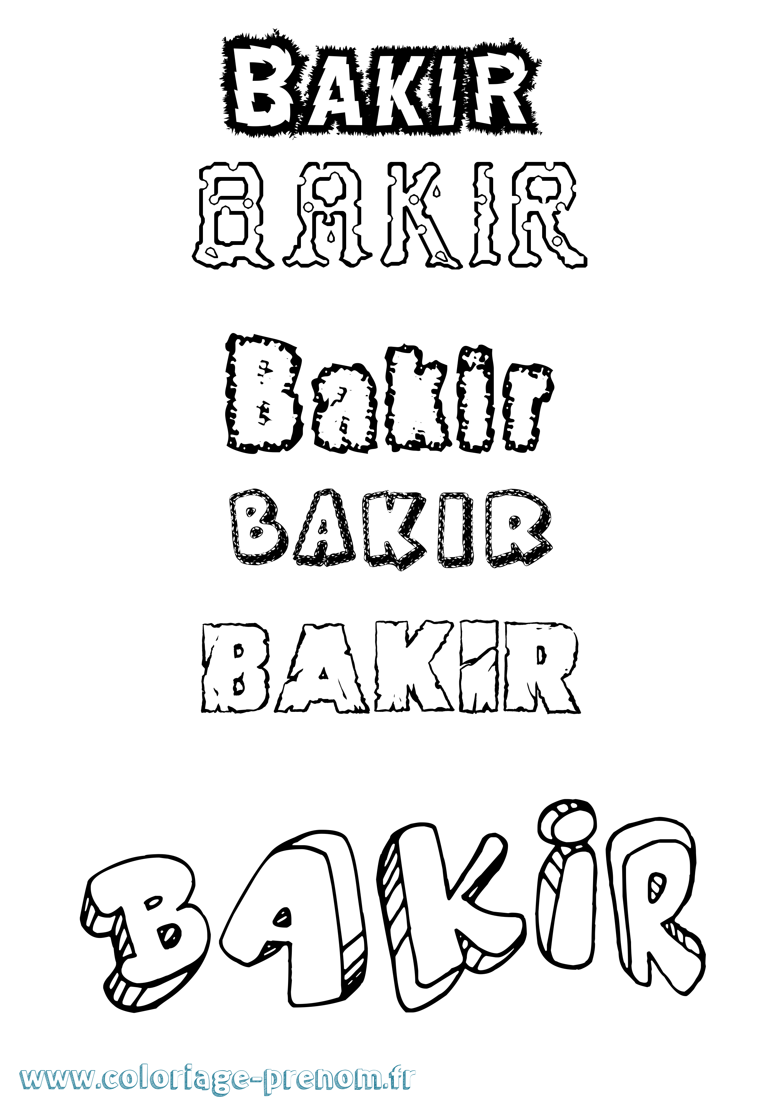 Coloriage prénom Bakir Destructuré
