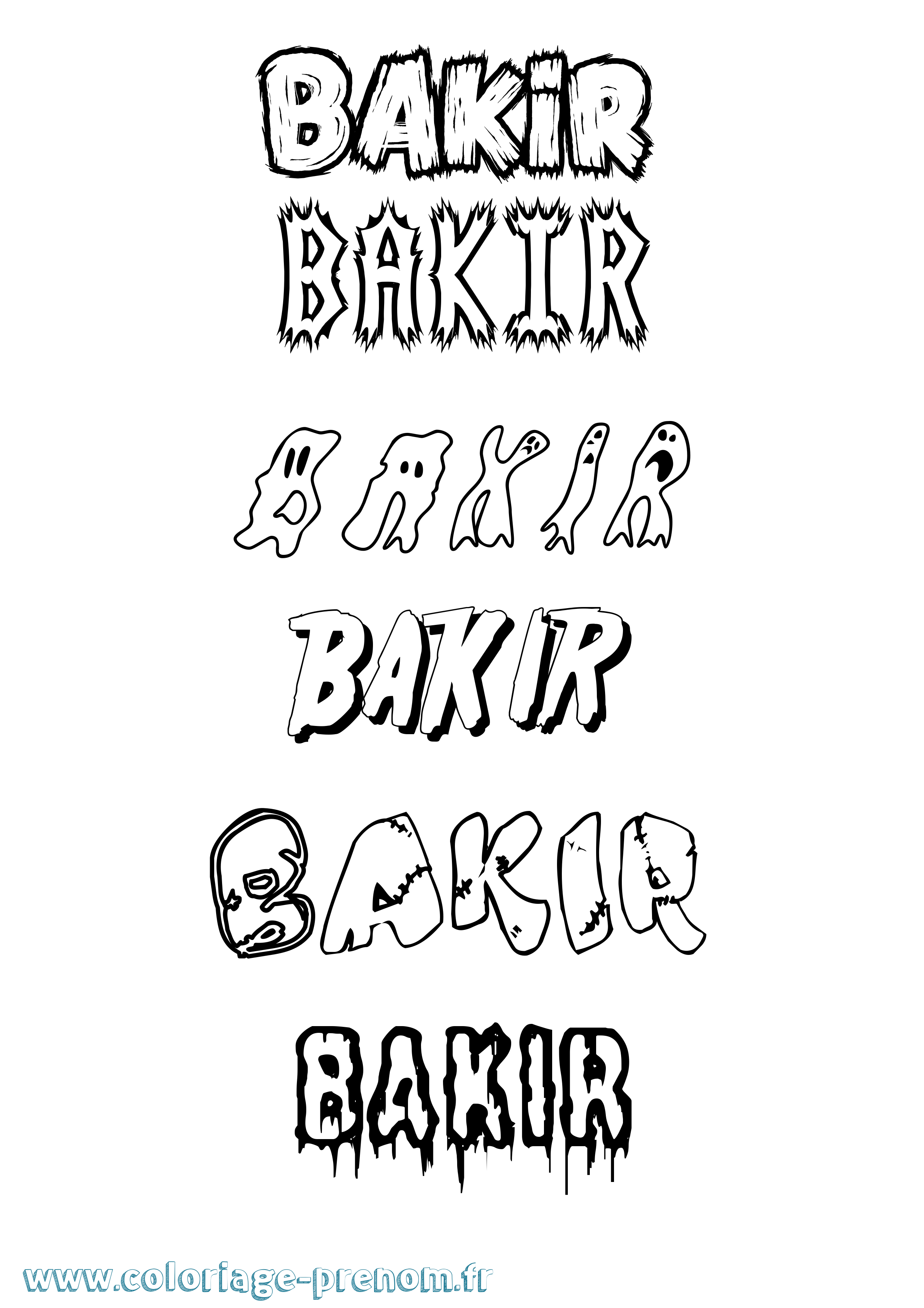 Coloriage prénom Bakir Frisson