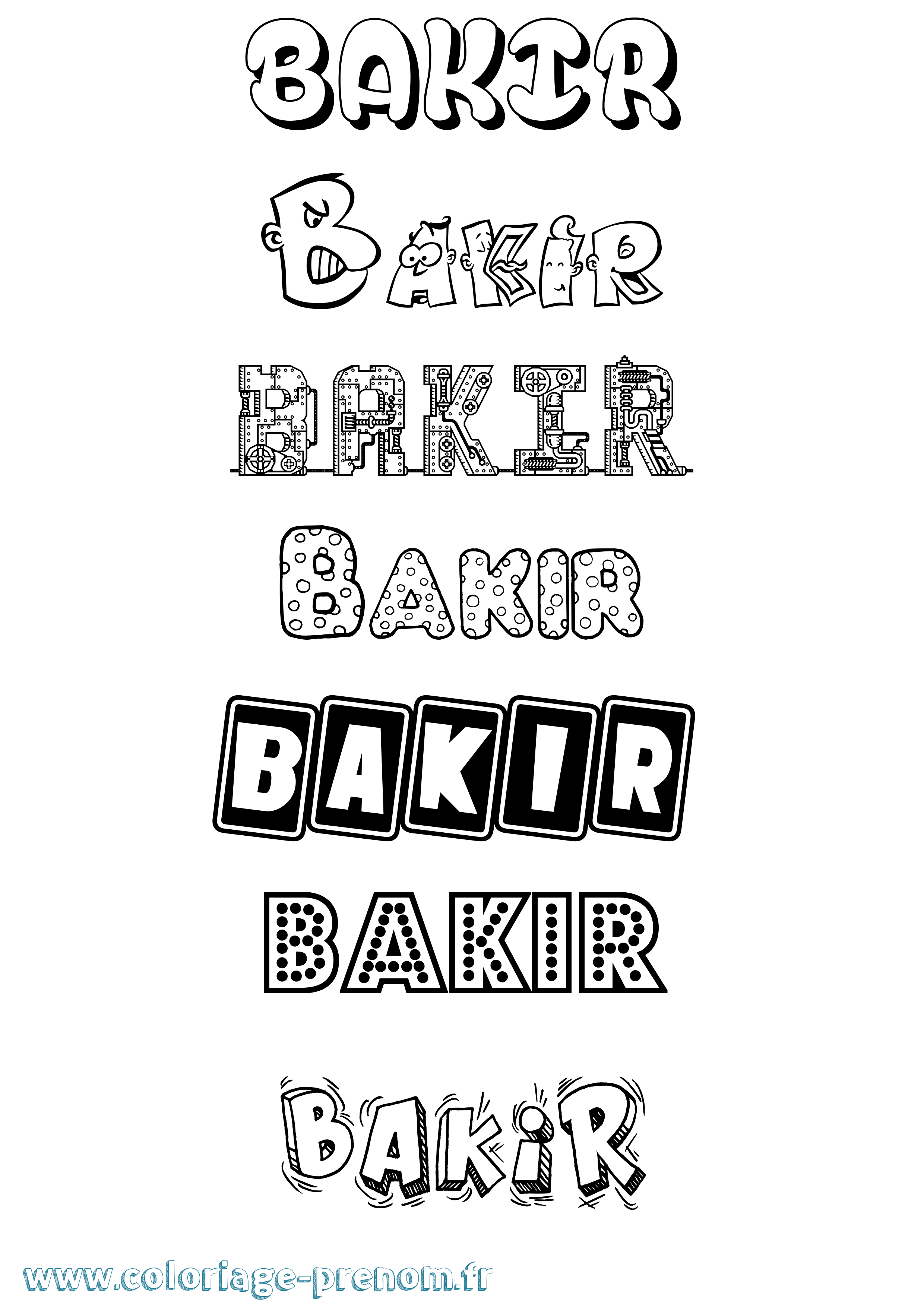 Coloriage prénom Bakir Fun