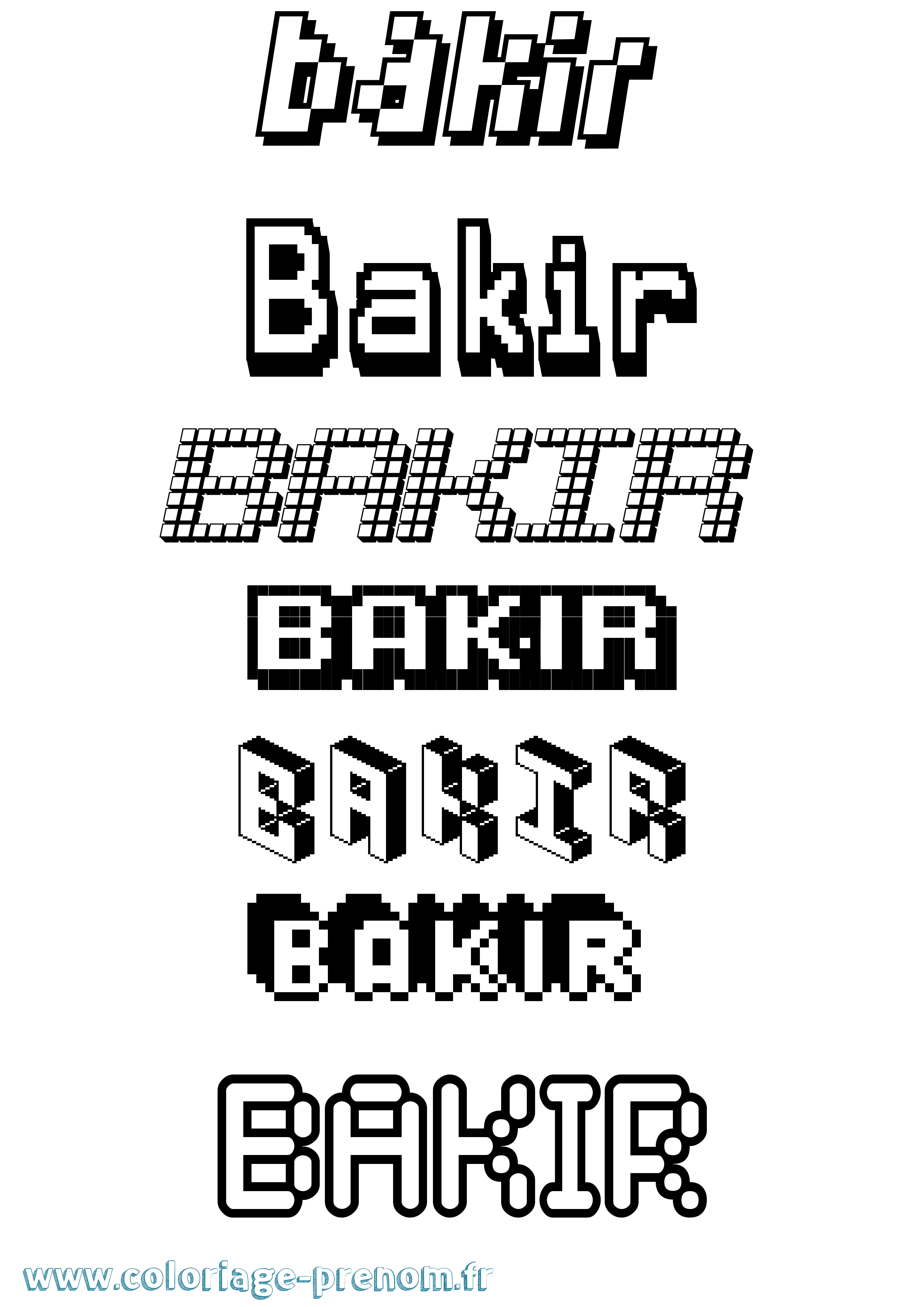 Coloriage prénom Bakir Pixel