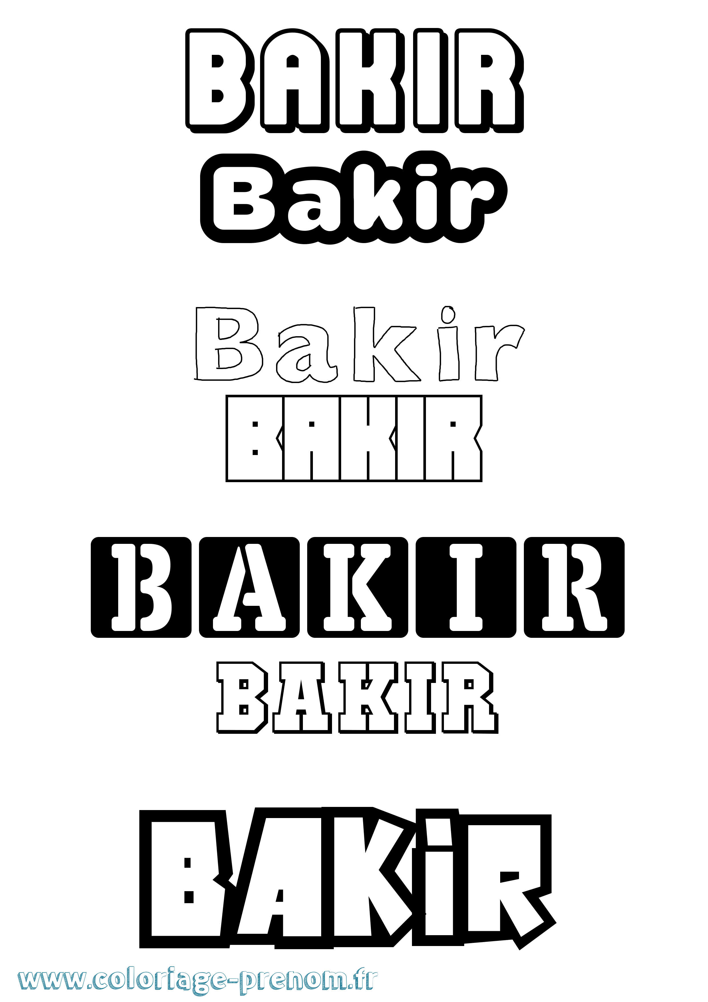 Coloriage prénom Bakir Simple