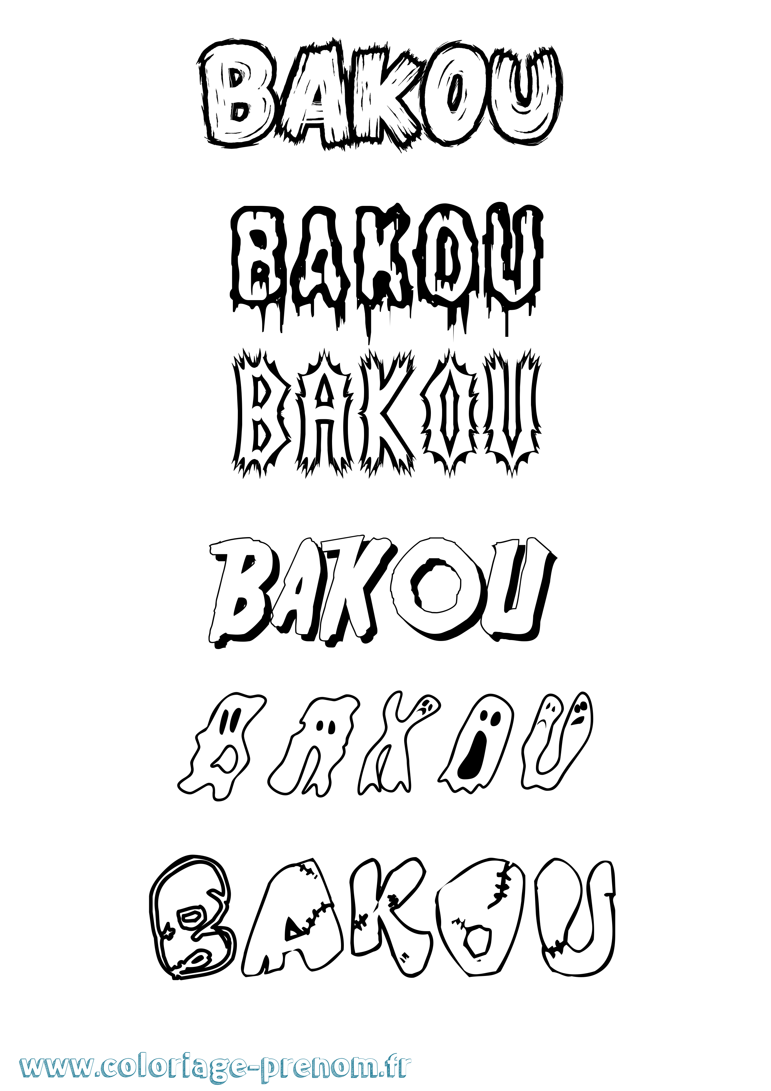 Coloriage Bakou Frisson Coloriage prénom Bakou Frisson