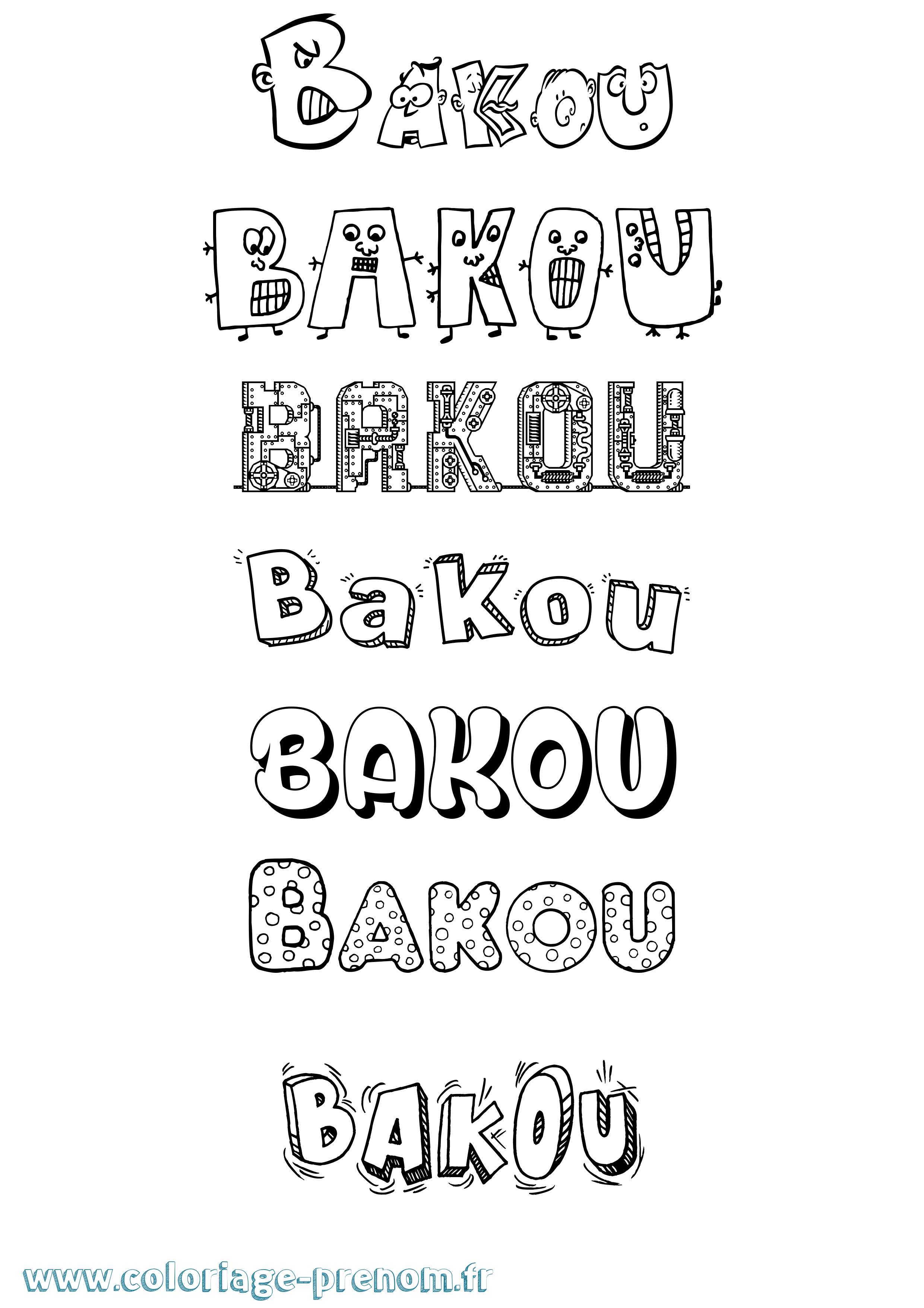 Coloriage Bakou Fun Coloriage prénom Bakou Fun