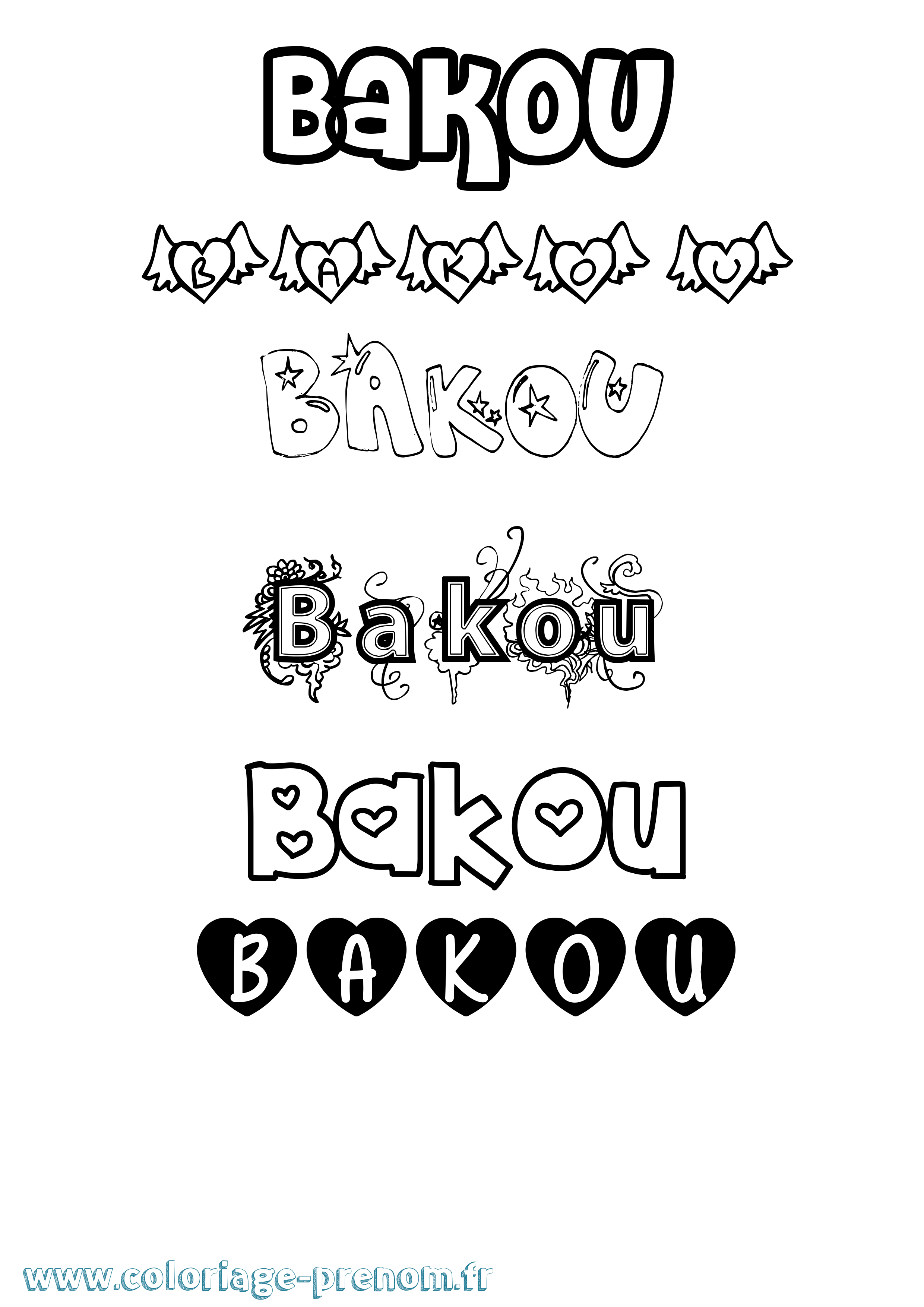 Coloriage Bakou Girly Coloriage prénom Bakou Girly