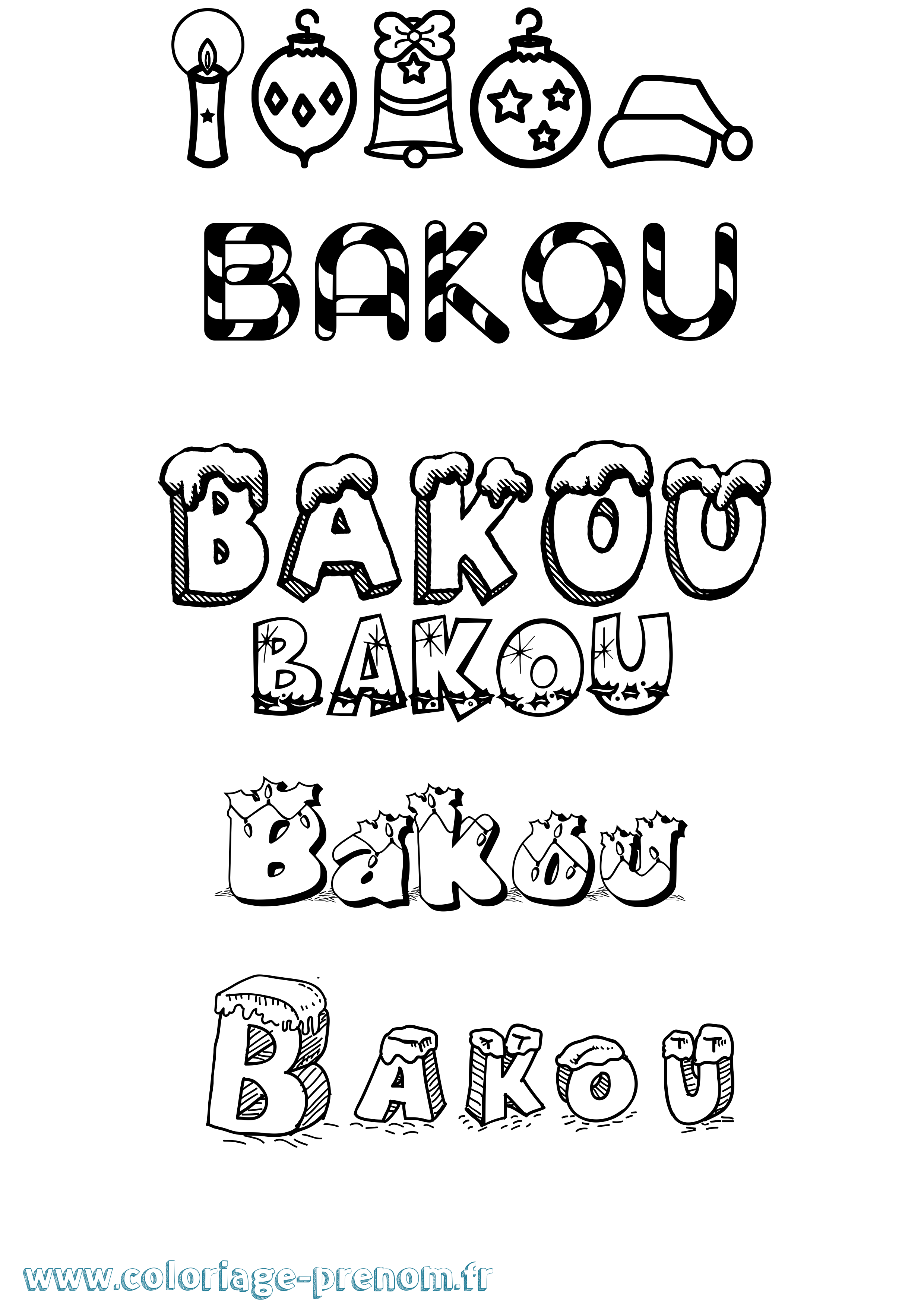 Coloriage Bakou Noël Coloriage prénom Bakou Noël