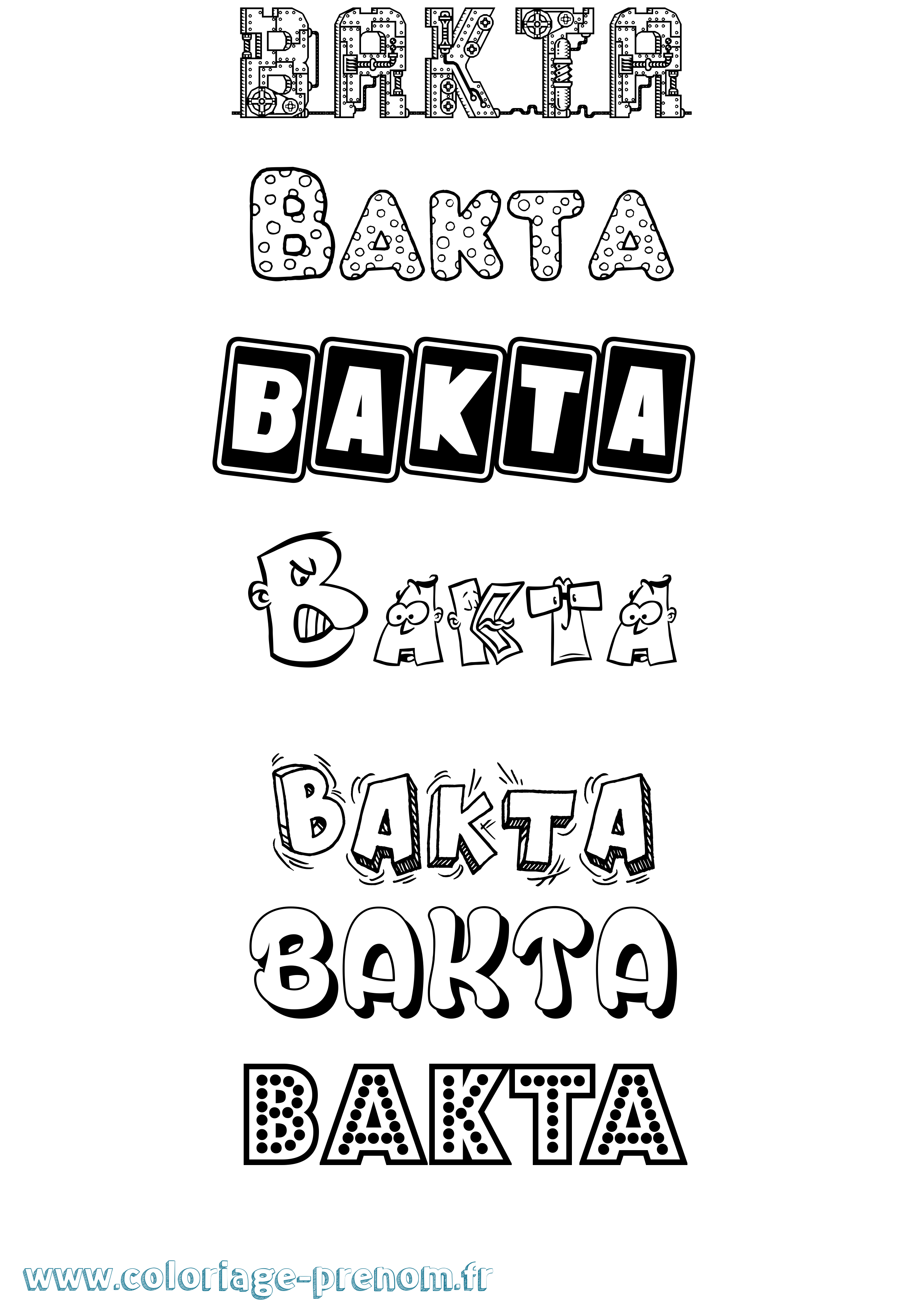Coloriage prénom Bakta Fun