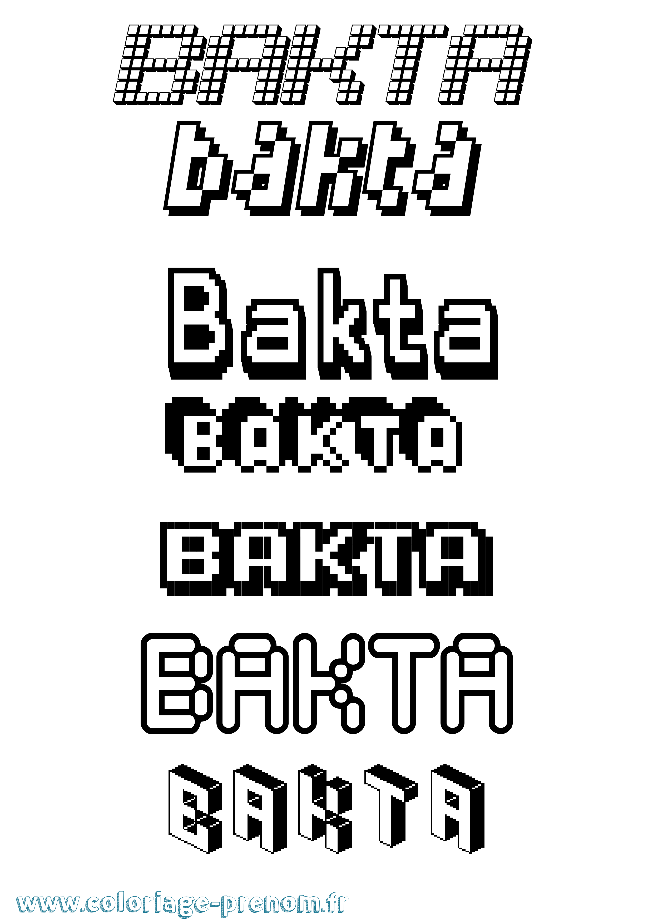 Coloriage prénom Bakta Pixel