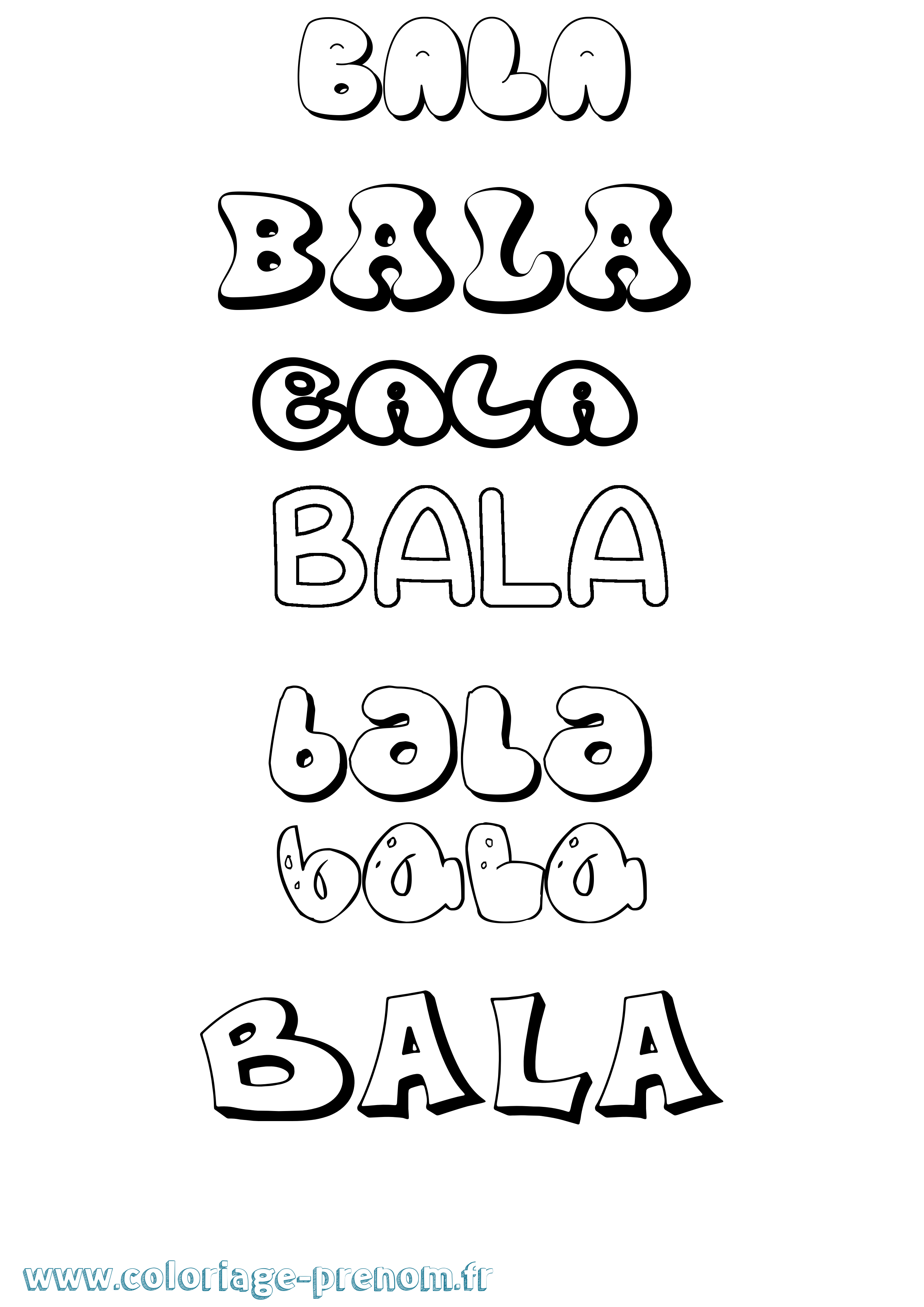 Coloriage prénom Bala Bubble