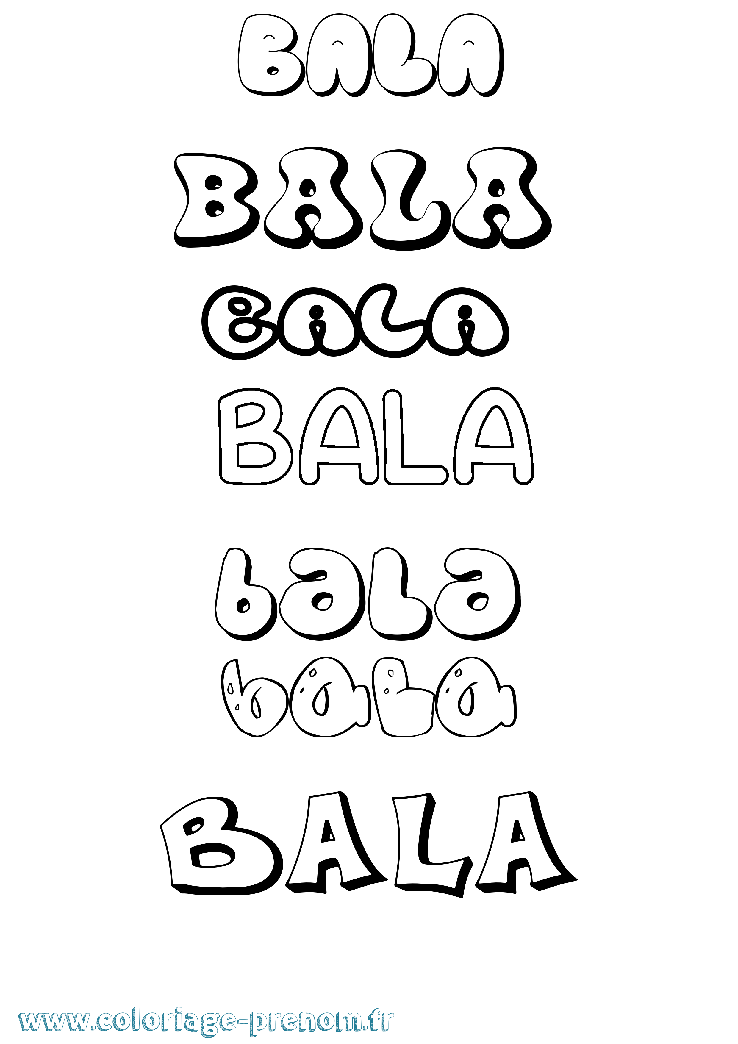 Coloriage Bala Bubble Coloriage prénom Bala Bubble