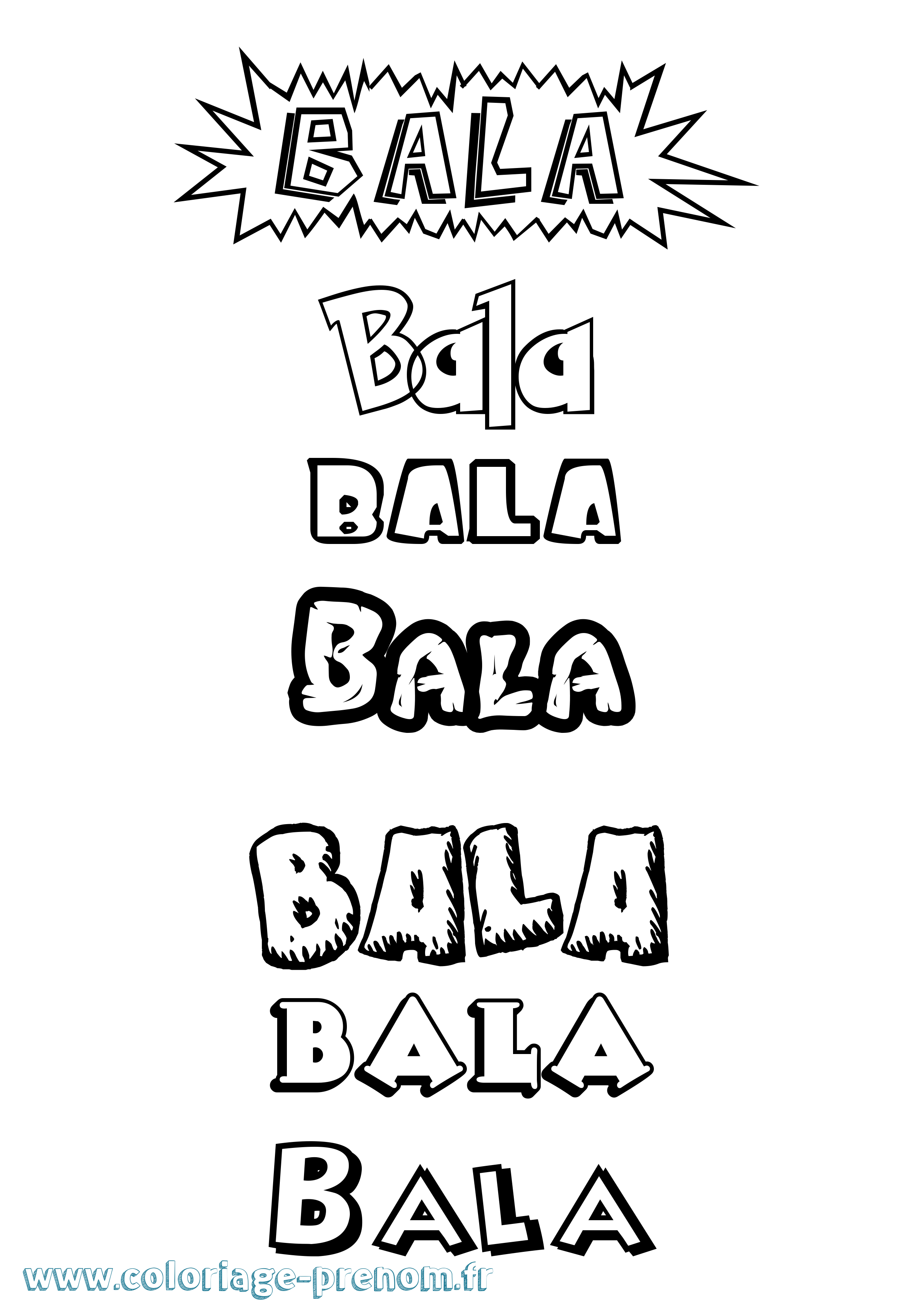 Coloriage Bala Dessin Animé Coloriage prénom Bala Dessin Animé