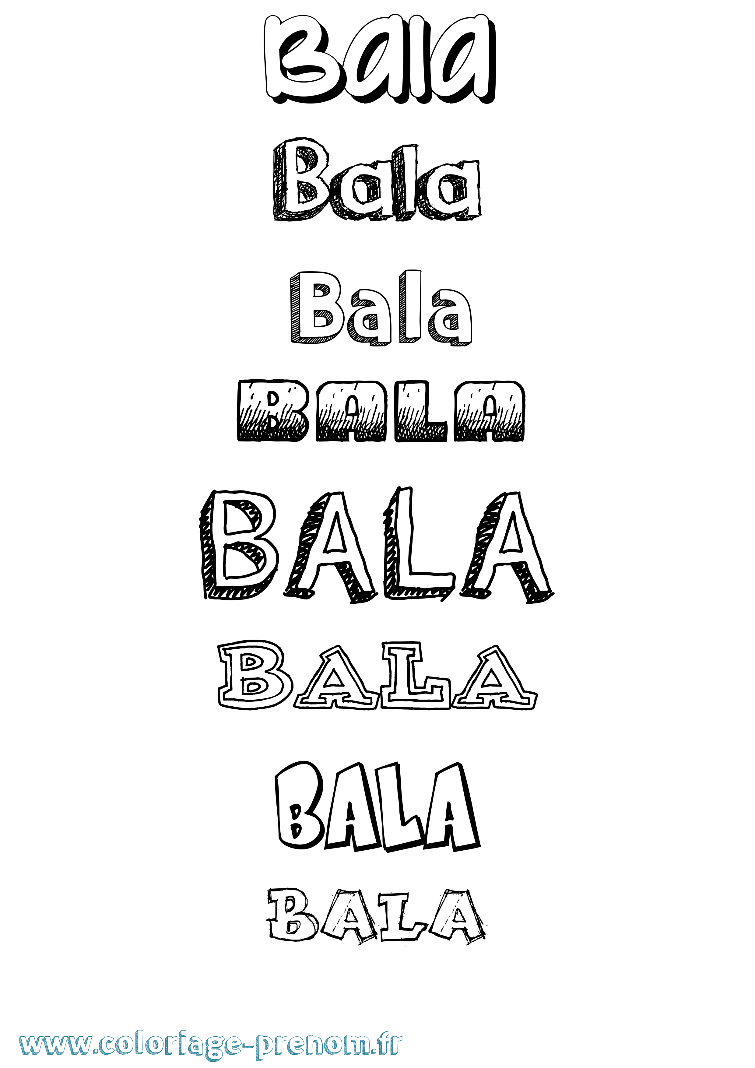 Coloriage prénom Bala Dessiné