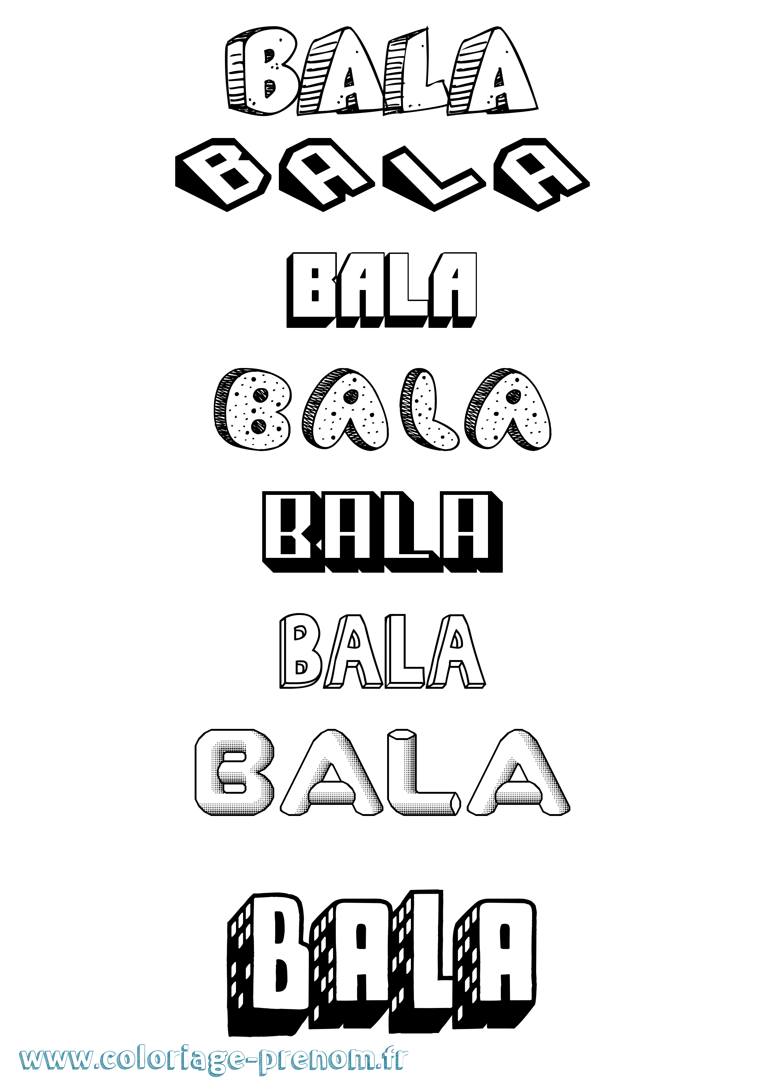 Coloriage Bala Effet 3D Coloriage prénom Bala Effet 3D