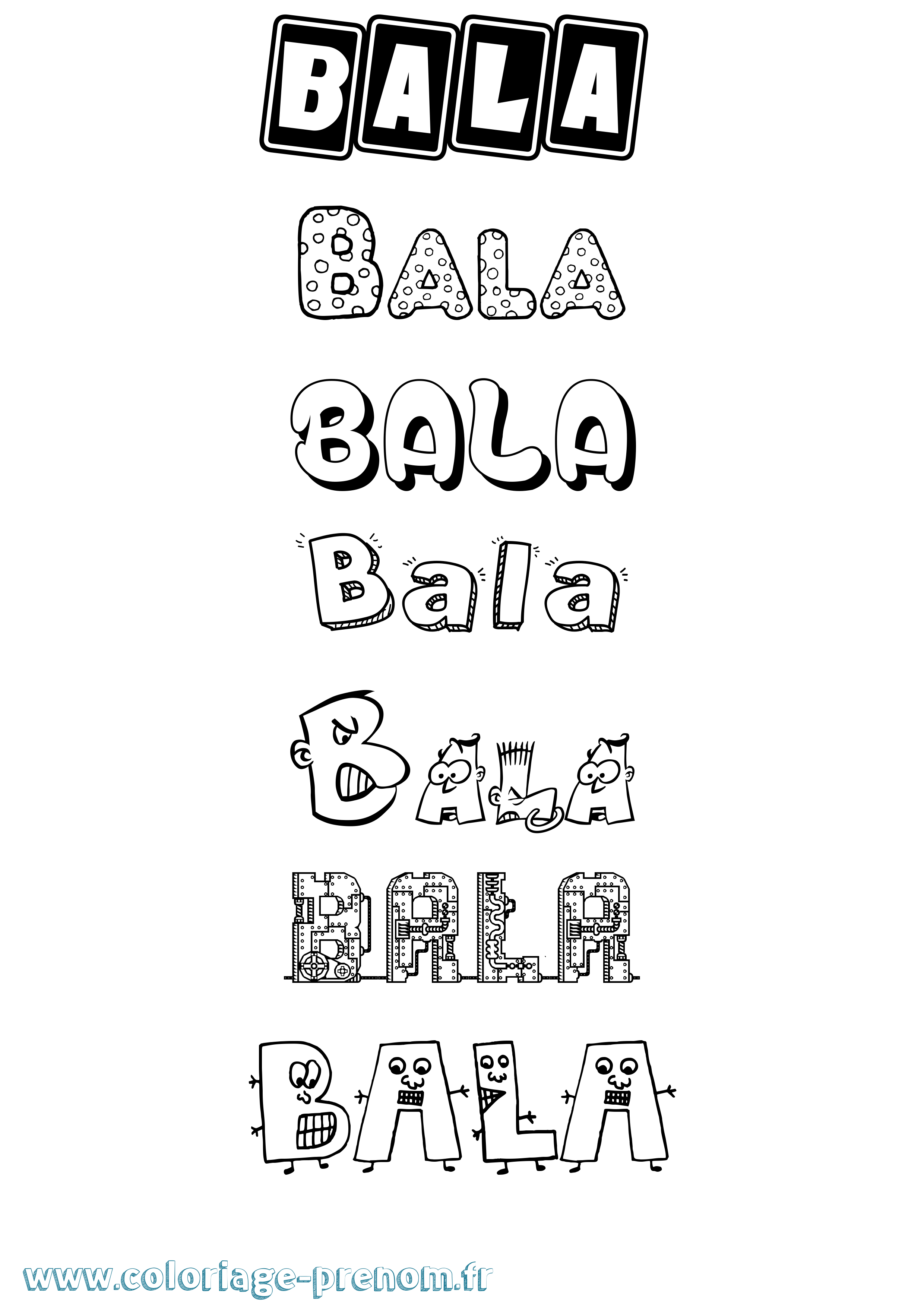Coloriage prénom Bala Fun