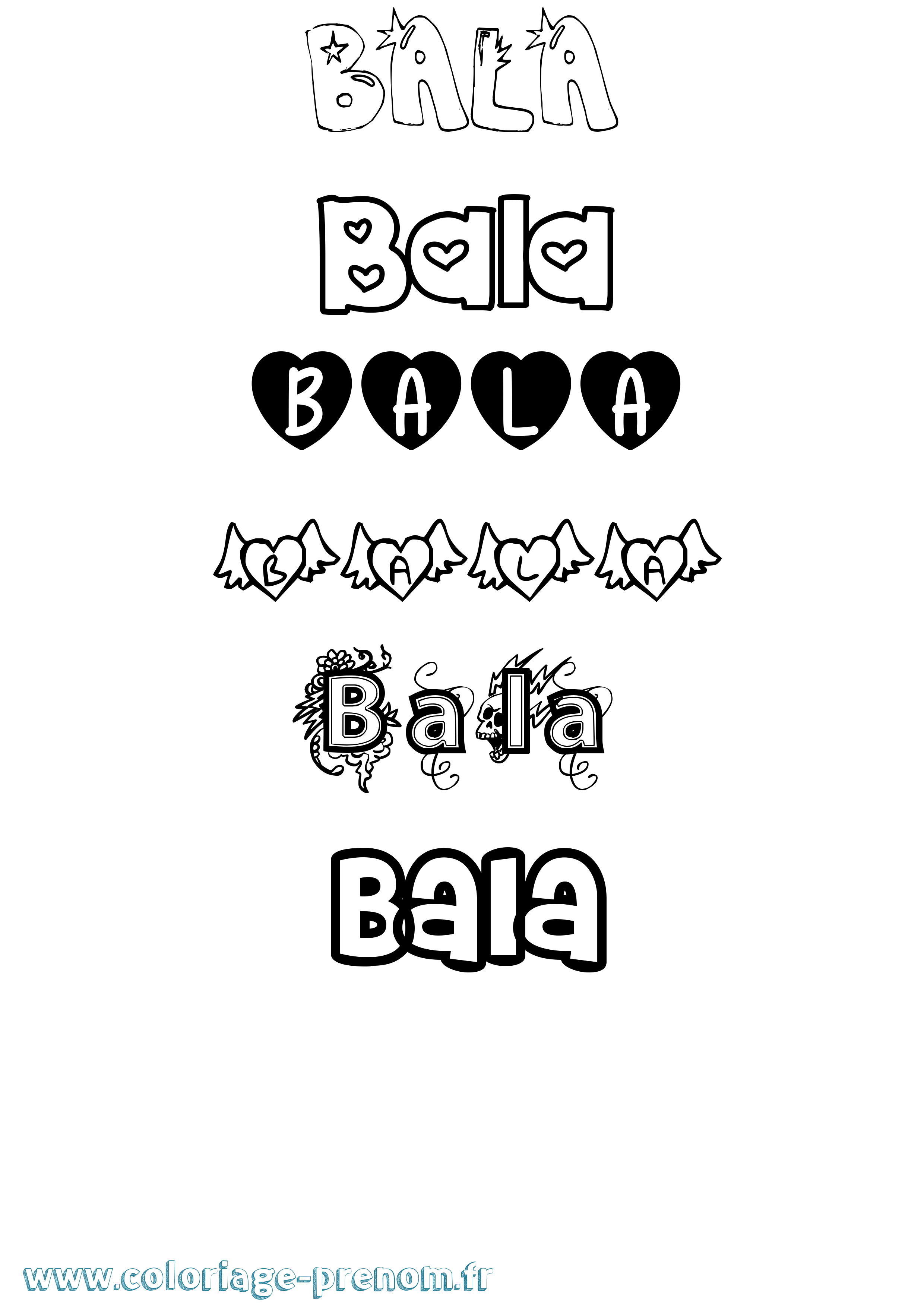 Coloriage prénom Bala Girly