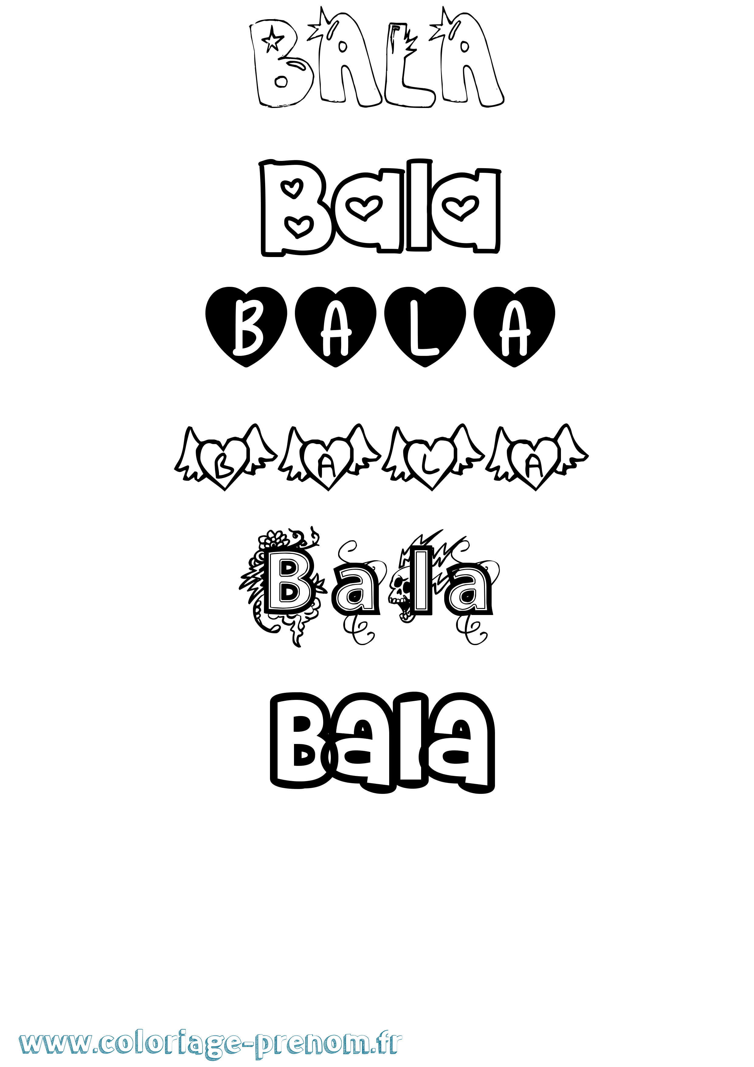 Coloriage Bala Girly Coloriage prénom Bala Girly