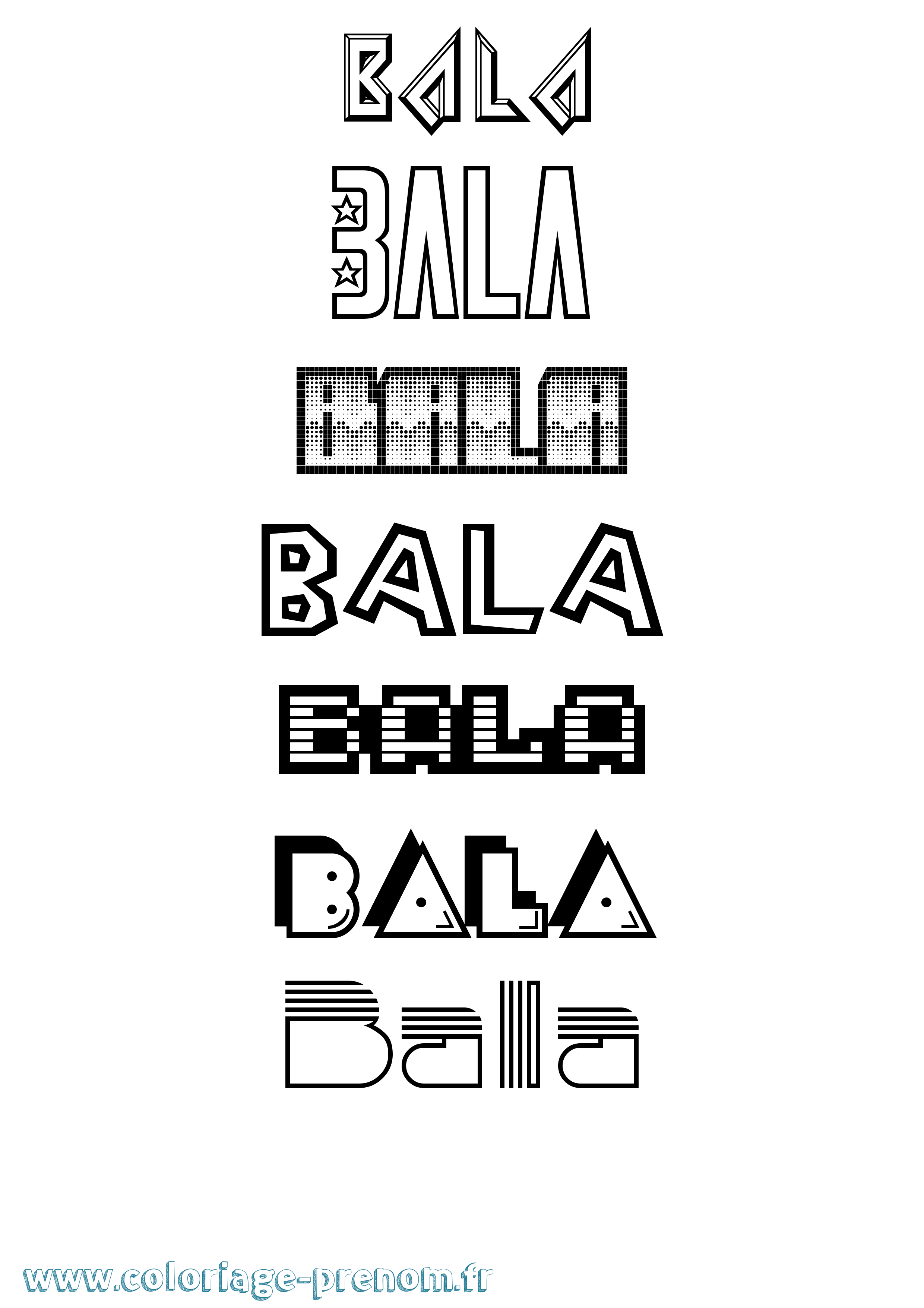Coloriage Bala Jeux Vidéos Coloriage prénom Bala Jeux Vidéos
