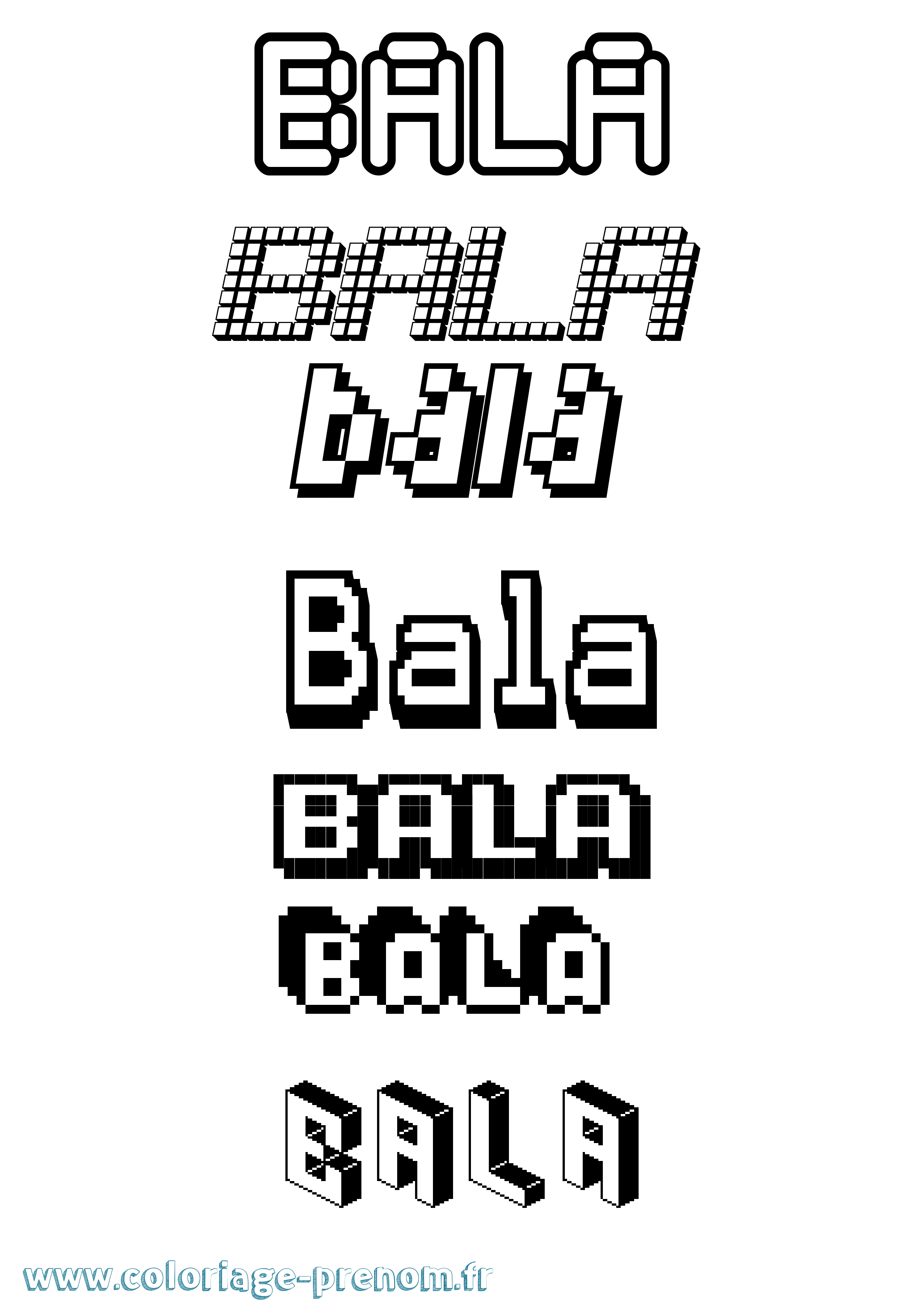 Coloriage Bala Pixel Coloriage prénom Bala Pixel